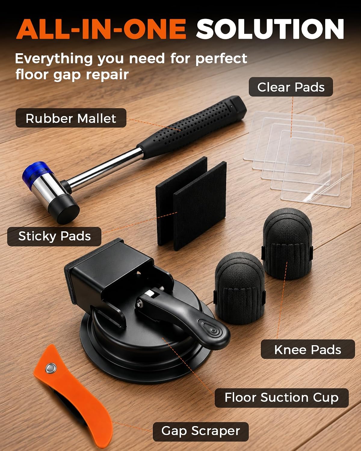 AXIUM Floor Gap Fixer Tool, Plank Gap Repair Installation Kit, Black