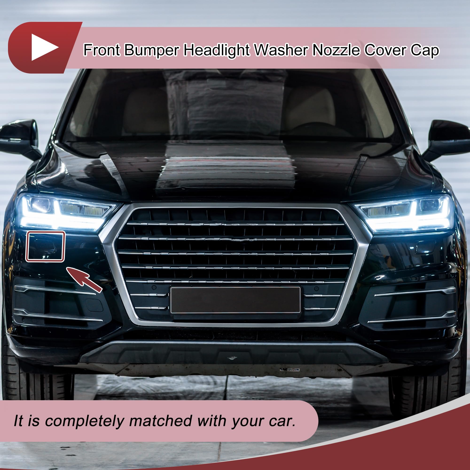 HEROFFIX 1 Pcs Front Right Side Bumper Headlight Washer Nozzle Cover Cap for Audi Q7 2010-2015 Bumper Trim Nozzle Cover No.4L0955276G Brown Plastic