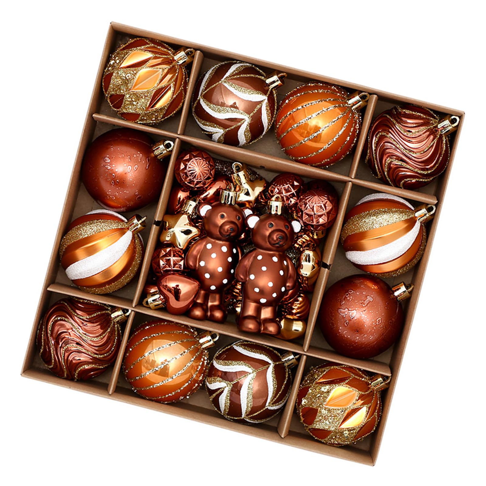 carotoe 46 Christmas Ball Ornament Set Sturdy Handcrafted Decorations for Festival Tree Styling Sturdy Christmas Tree Ornament
