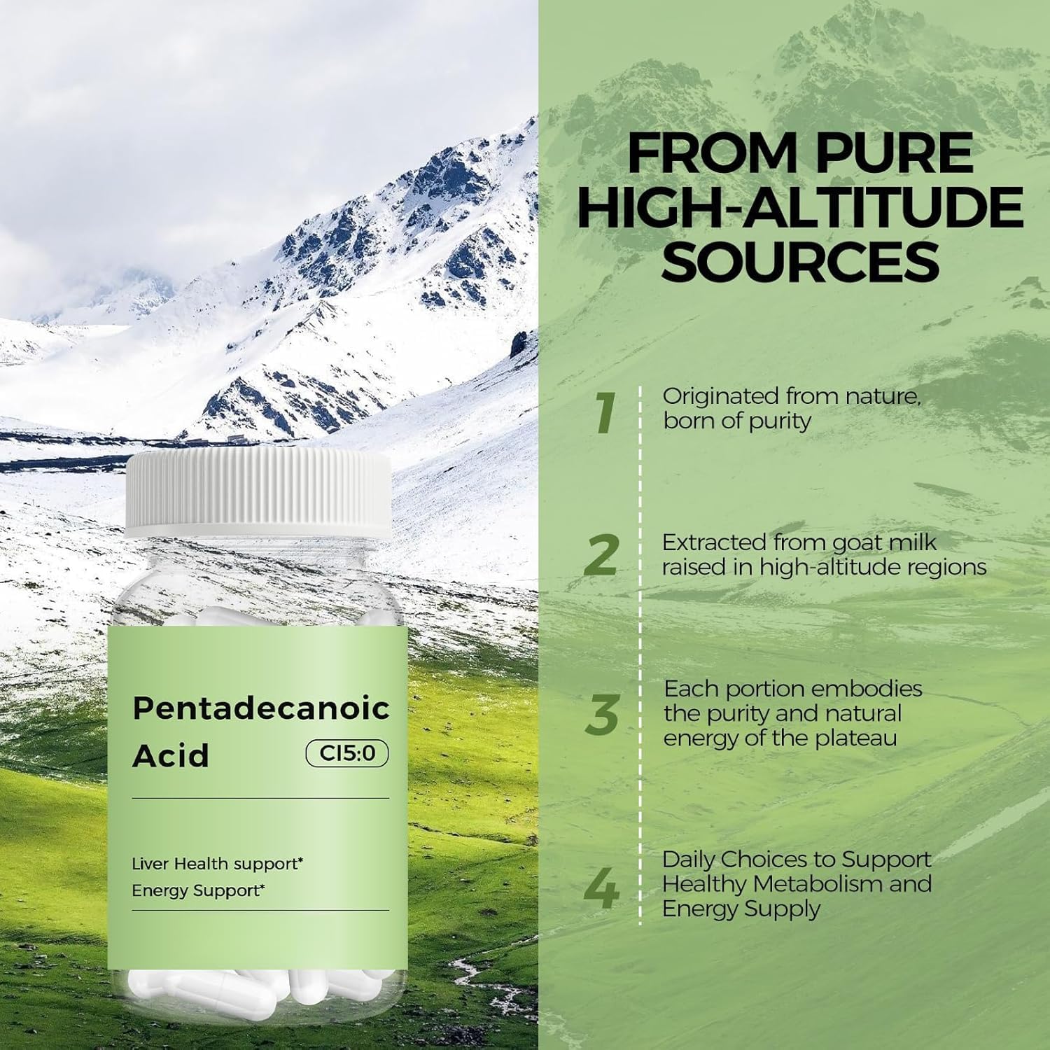 Acido pentadecanoico, per la salute cellulare, 2 pz | aumentare la vitalità cellulare quotidiana; ottimizzare la funzione metabolica; acido C15:0 naturale puro