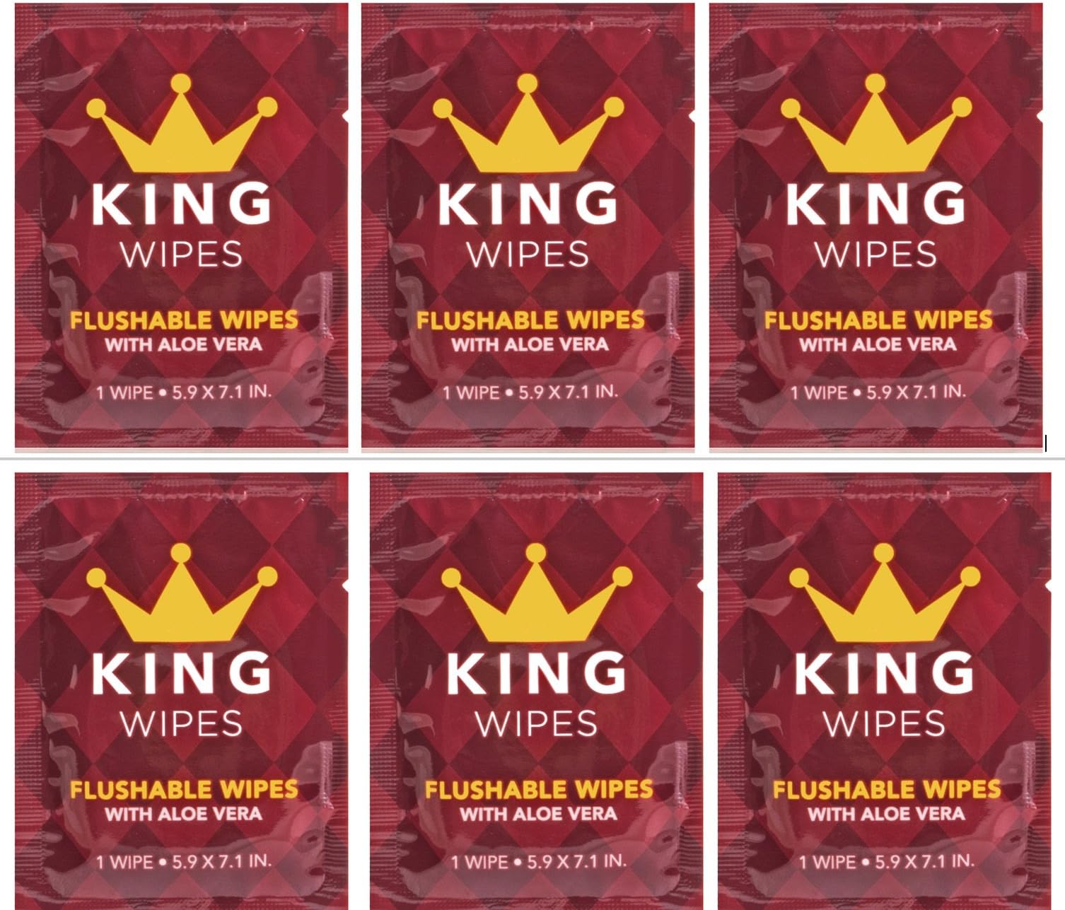 KING Convenient On-the-Go-Individually Wrapped Single Flushable Wipes with Aloe Vera, 6 Count