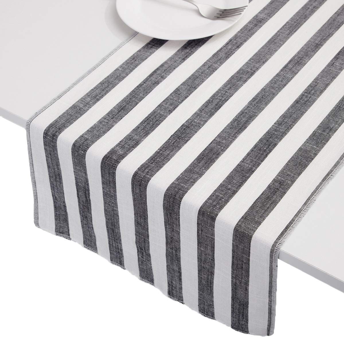 Nupuyai Stripe Table Runner for Party Wedding, Decorative Table Runner for Home Dining Coffee Table 89cm Black - Image 2