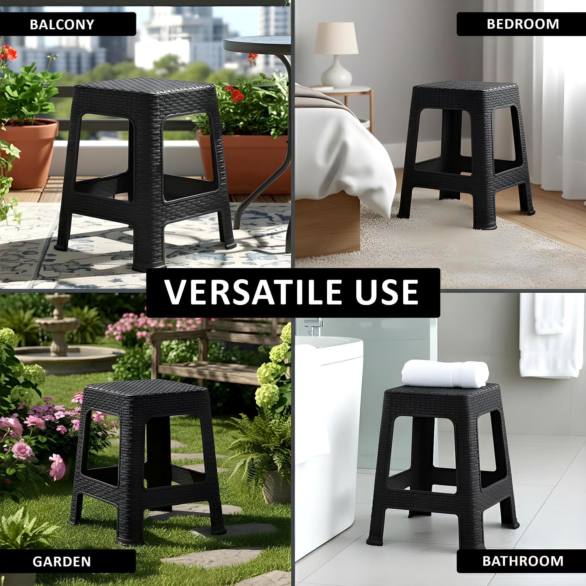 Kuber Industries Optima Stool - Black -7