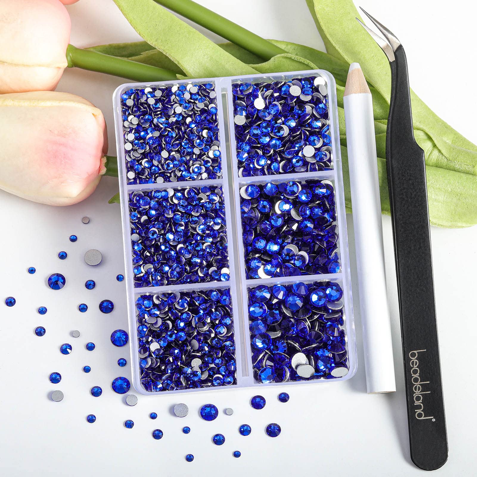 Beadsland Strassteentjes, voor nagels en make-up, 8 maten, 2500 stuks