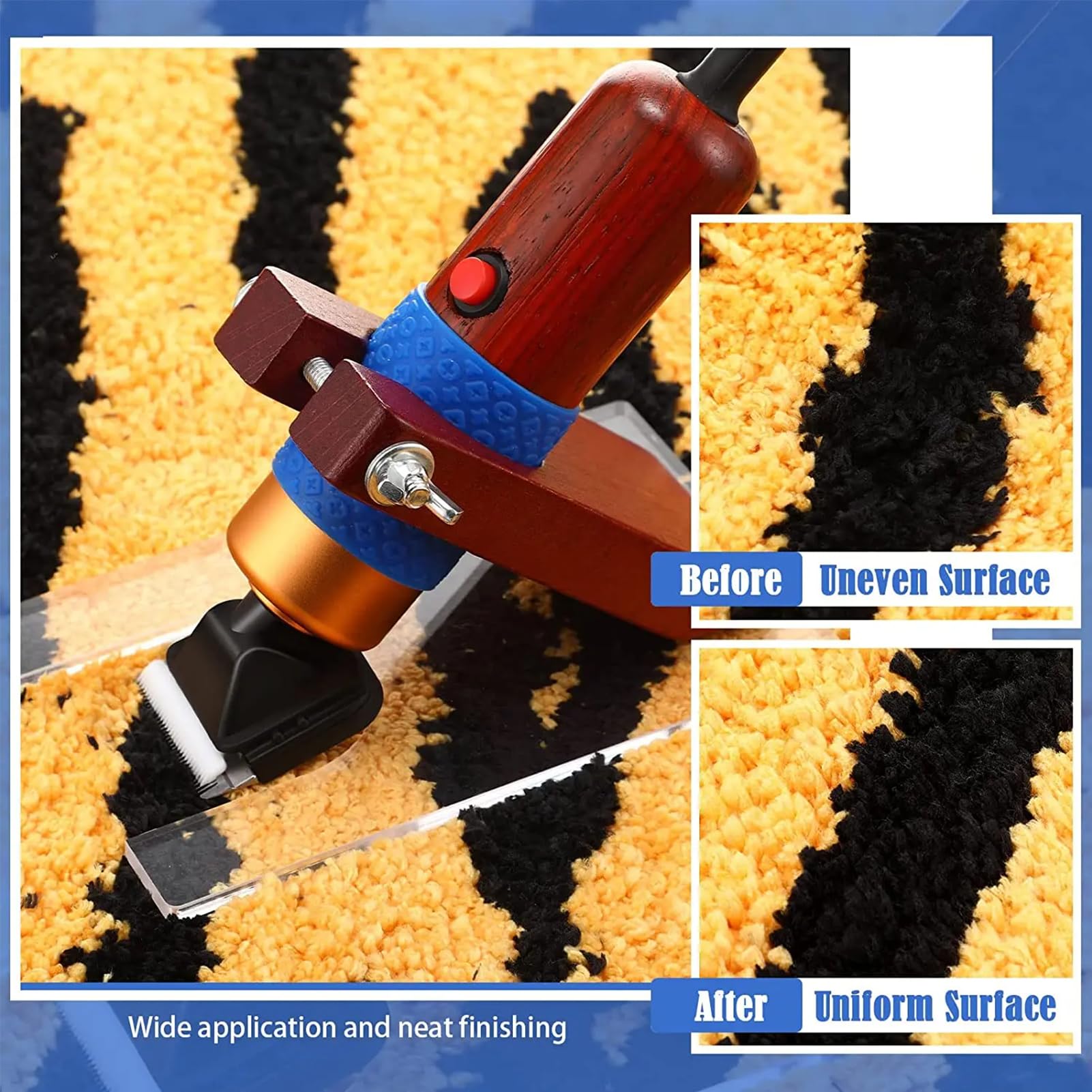 Tufting Gun Kit 2 en 1 Pistolet à Touffeter éLectrique avec Coupe-Tapis,Pistolet à Tapis Haute Vitesse réglable 5-40 Points/Sec,DIY pour recommandé aux débutants,Blue