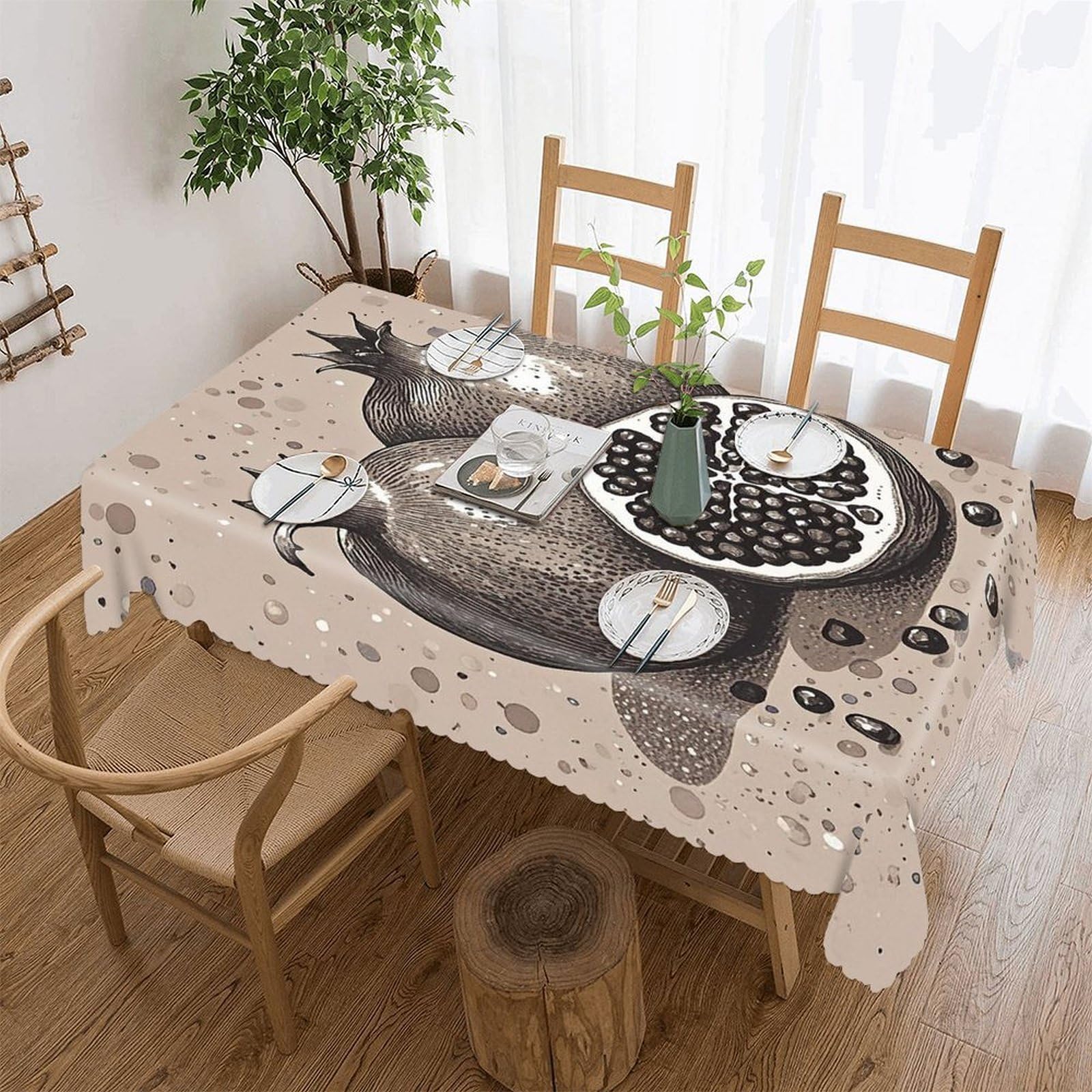 LZQPOEAS Hand Drawn Fruits Tablecloth Rectangle Table Cloth Decorative Fabric Table Cover Waterproof Seasonal Table Cover Wrinkle Resistant Washable Table Cloth for Party Picnic Dinner Decor 55"x70"