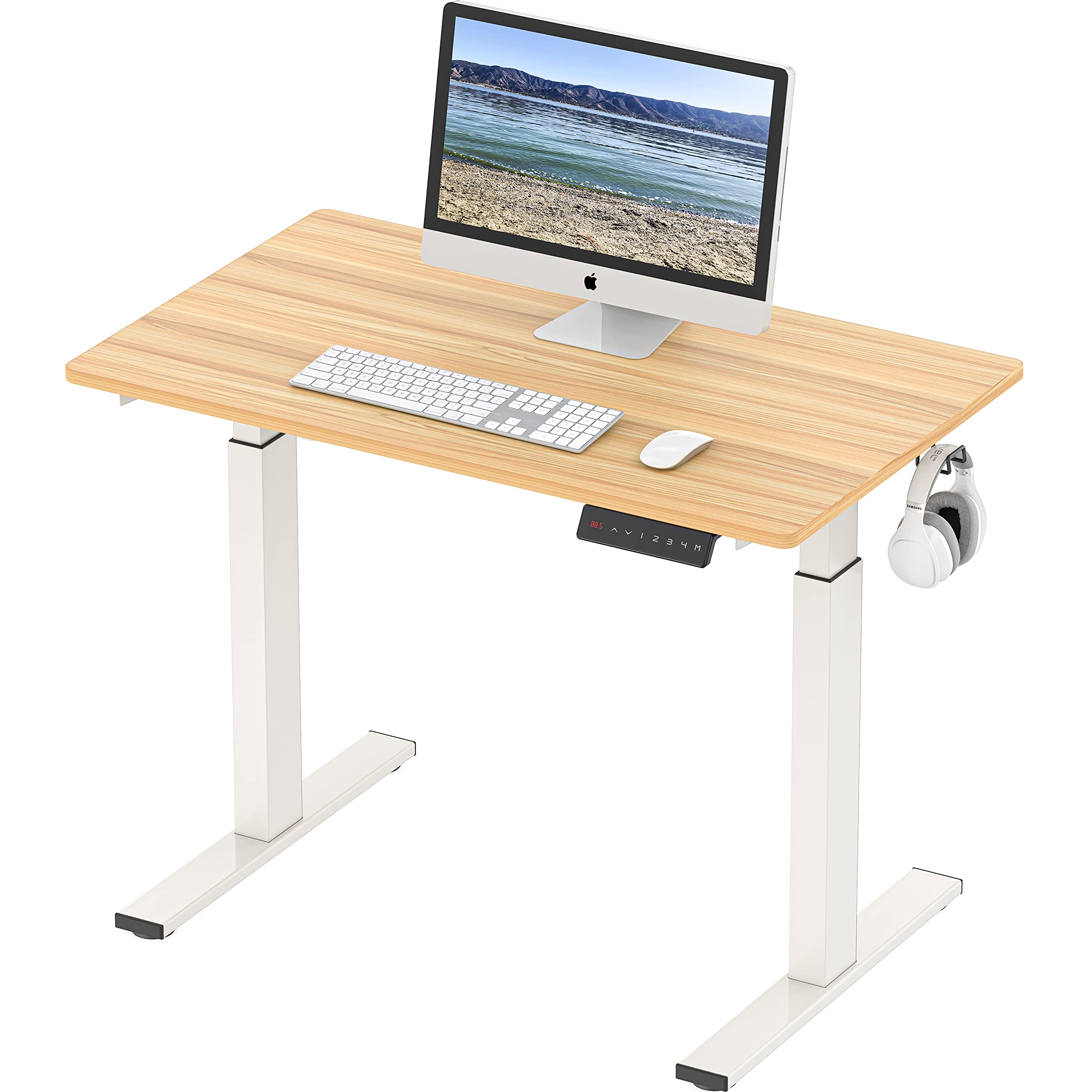 SHW Electric Height Adjustable Standing Desk, 40 x 24 Inches, Light