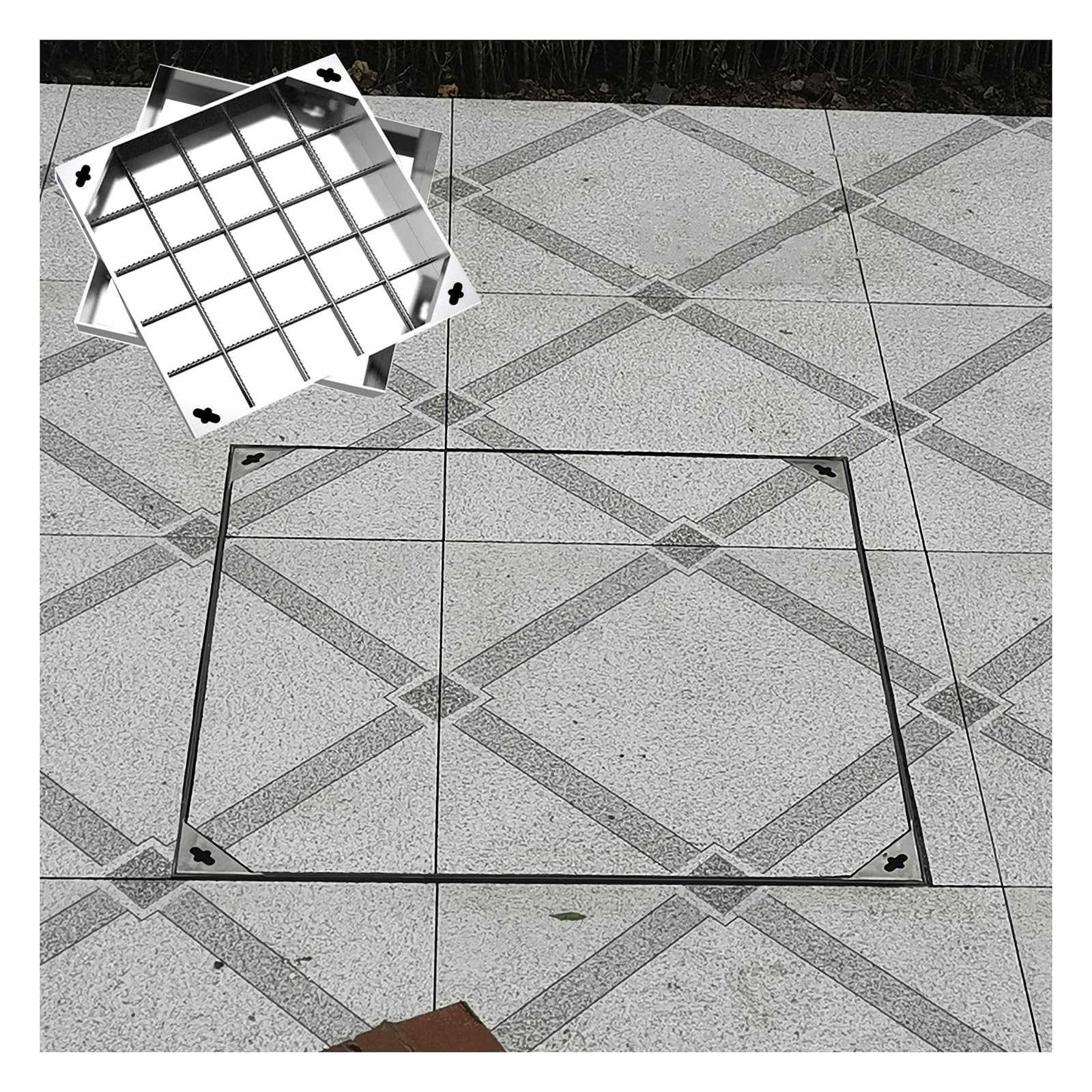 GJMSSMY Stainless Steel Invisible Manhole Cover, Invisible Design Embedded Manhole Lid, Square Septic Tank Cover, Recessed Block Paving, Embedded Sewer