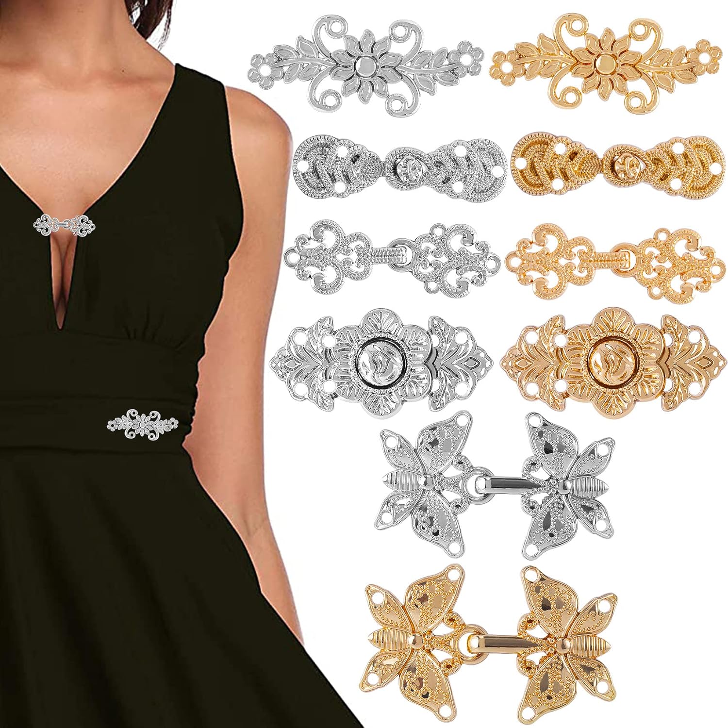 OIIKI Adjustable Jeans Button Tightener 10pcs, Sewing Jean Buttons Pins