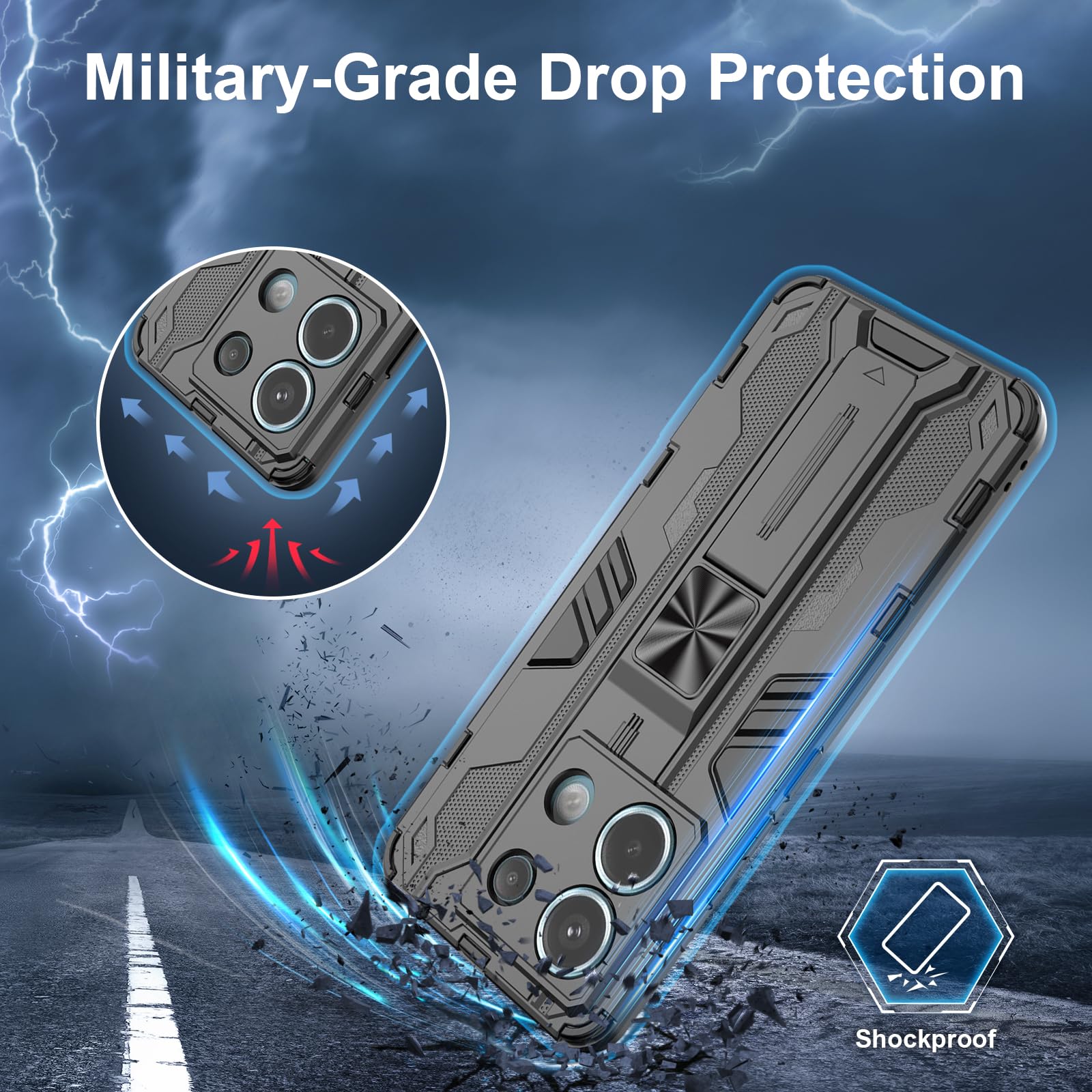 Funda para Xiaomi Redmi Note 15 Pro 5G, Carcasa Antigolpes con Soporte anular metálico, Case Protectora de Grado Militar, Azul — view 721