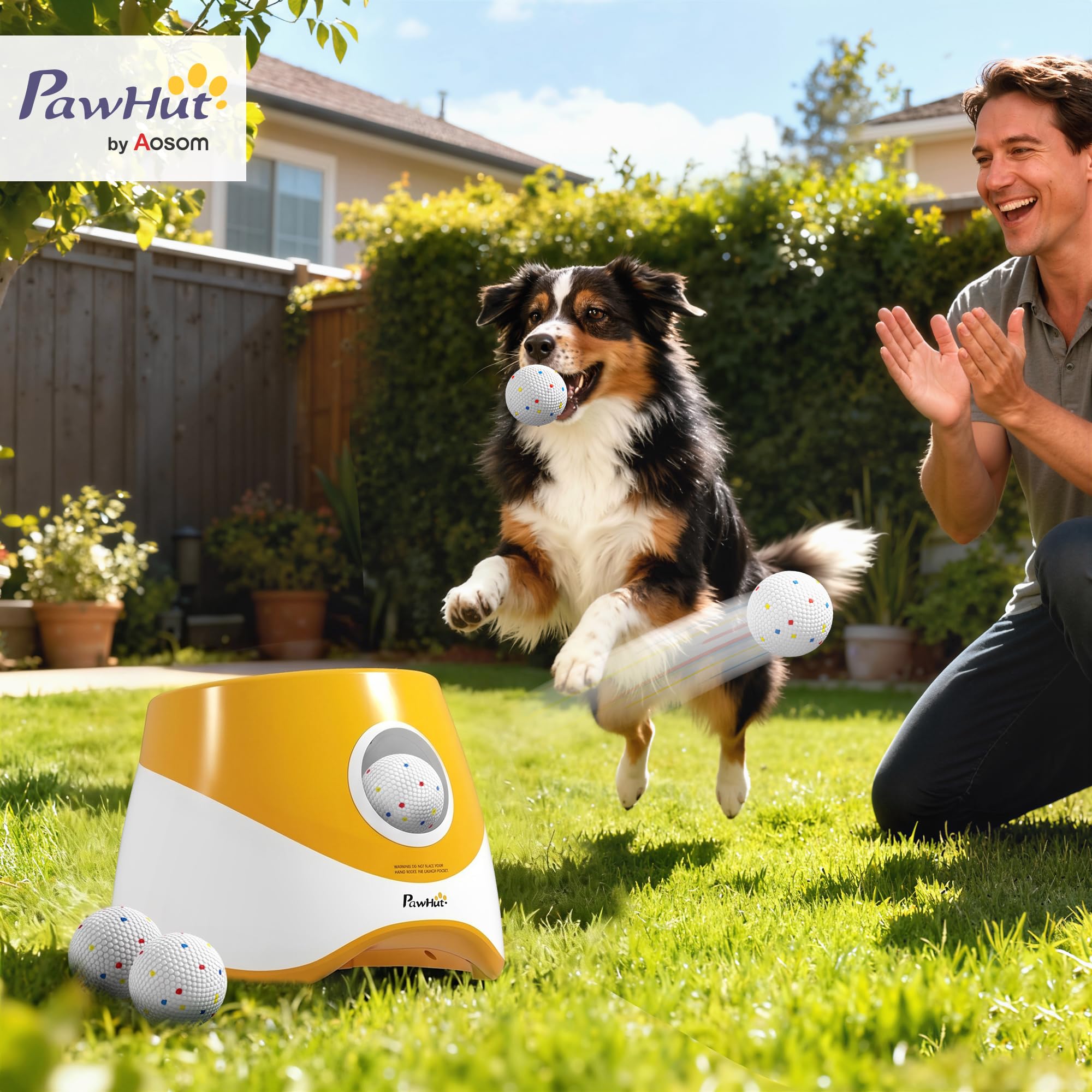 PawHut Lanceur de Balle Automatique pour Chiens Moyens Orange
