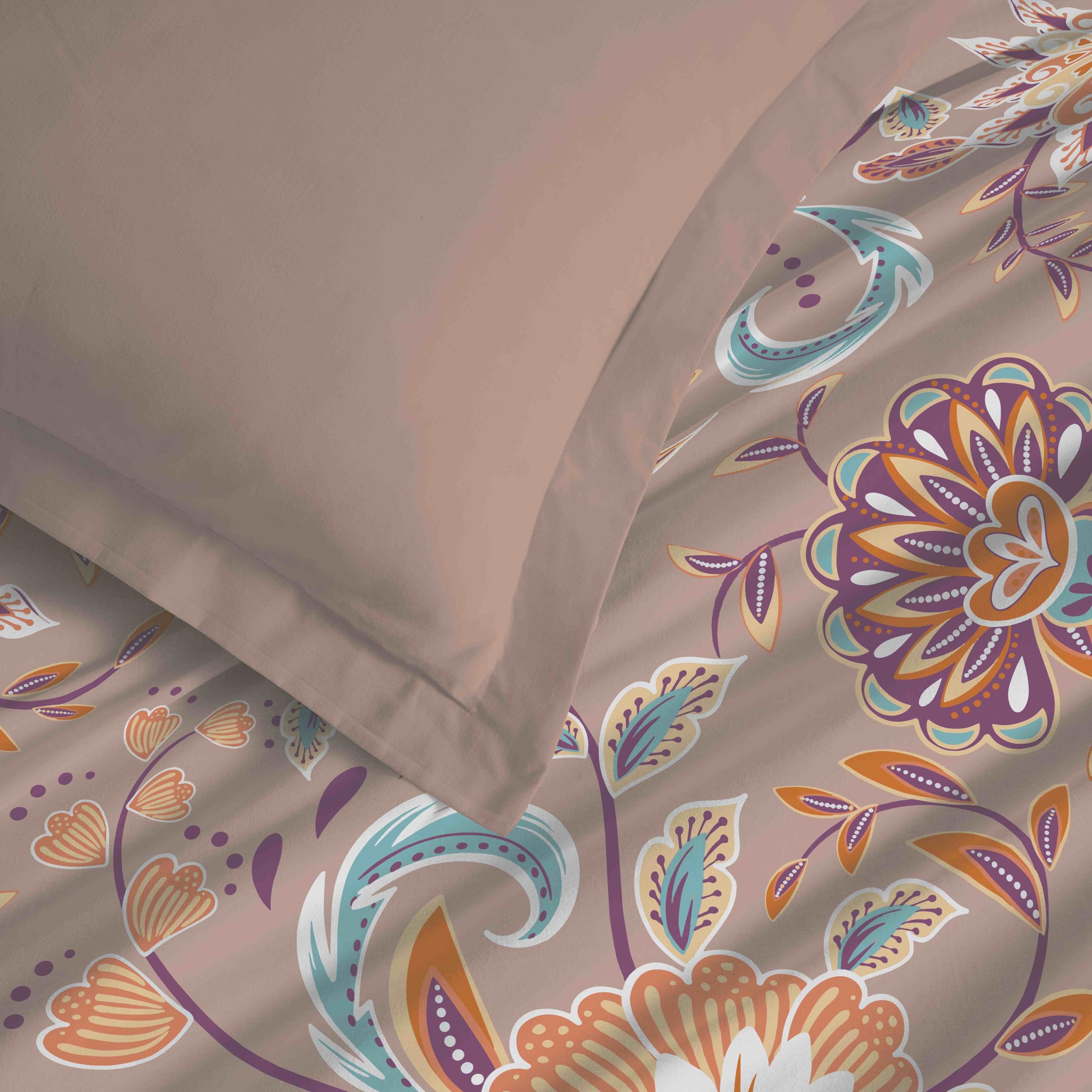 Parure de draps 4 pièces Vanessa pour lit 160 x 200 cm Grande Largeur (Bergame Nude)