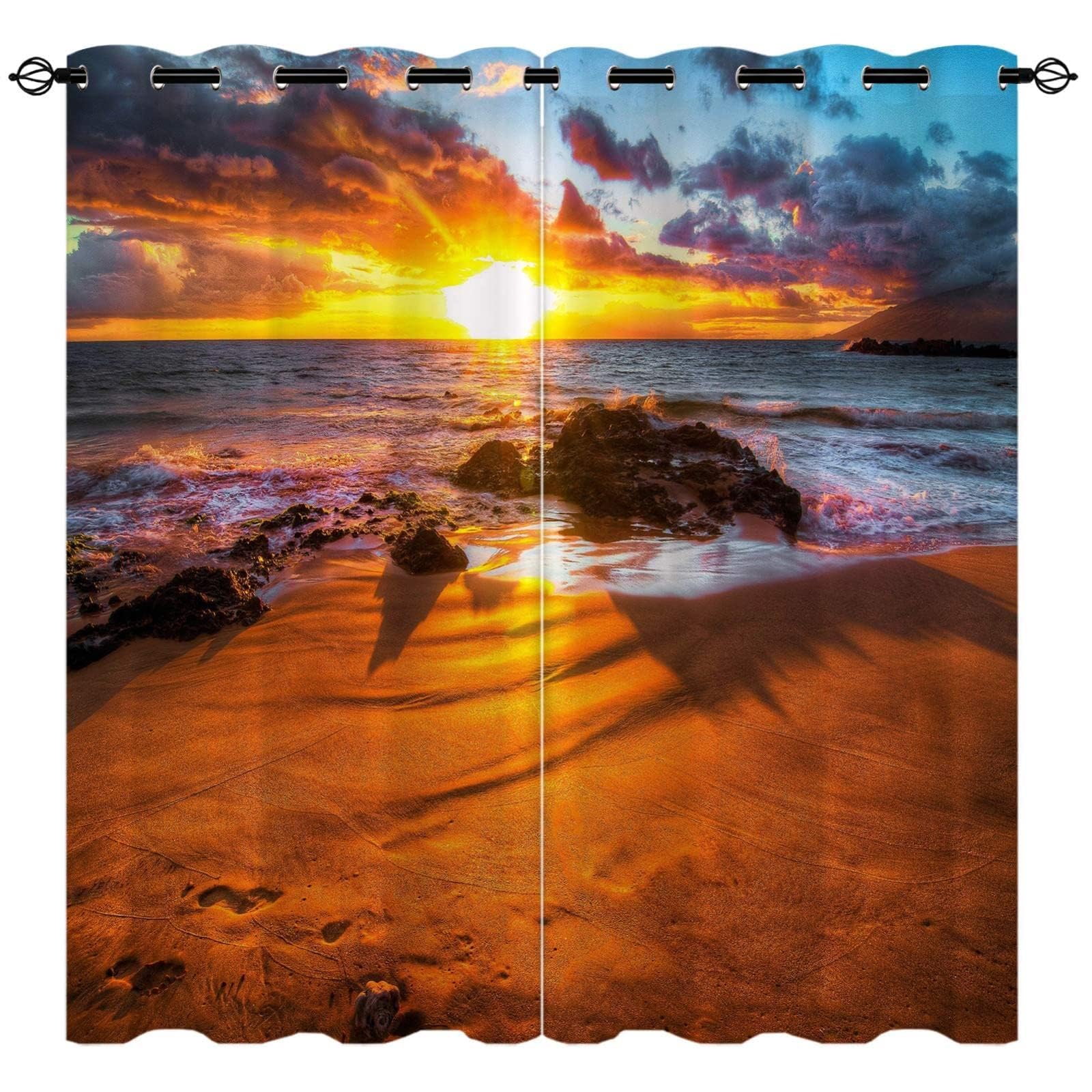 Rideaux imprimés 3D Plage et Littoral pour créer une ambiance évasion et bord de mer au salon