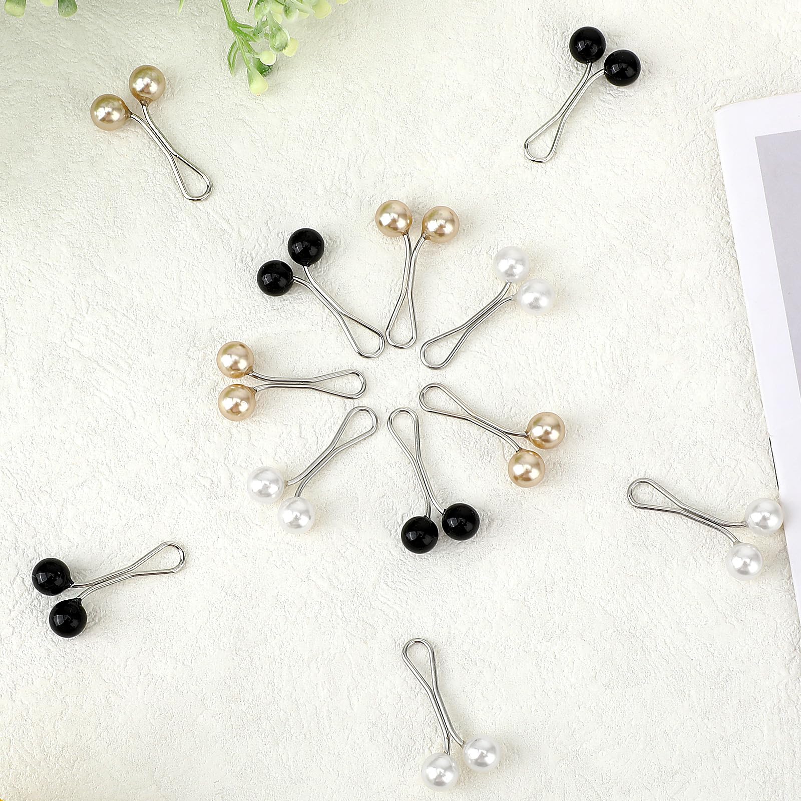 12 Stück Cardigan-Clips Mit Perlen – Kleidungsbroschen In Champagner, Grau & Weiß
