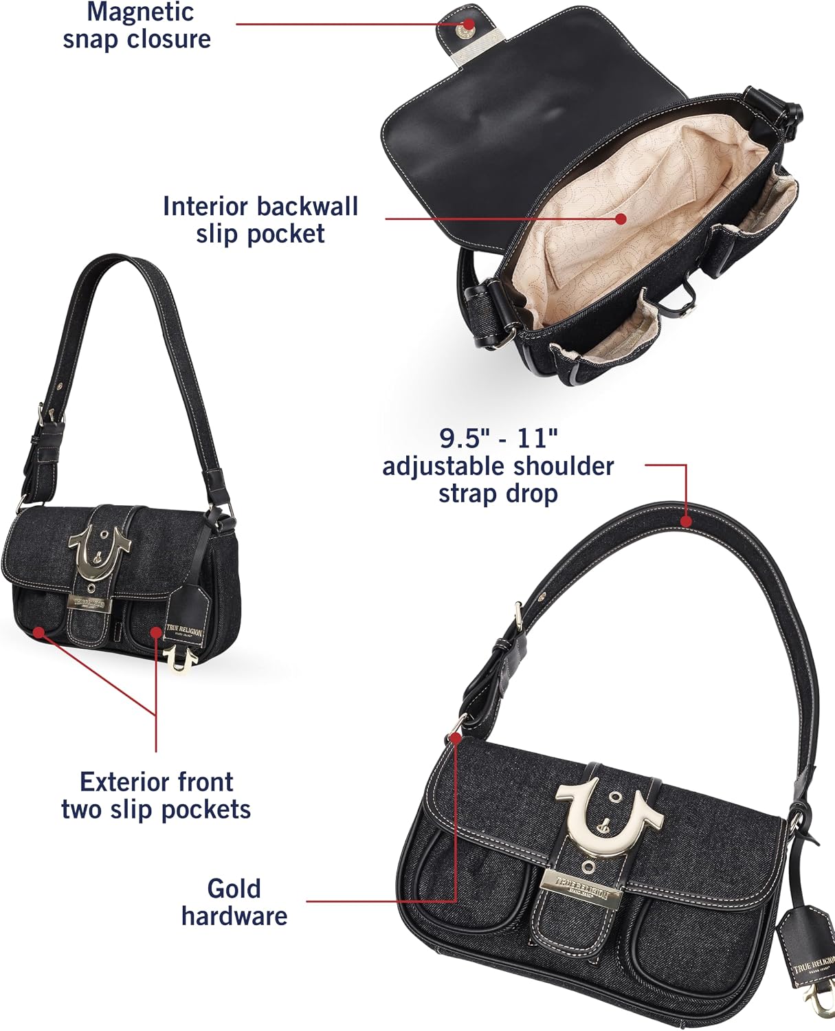 True Religion Double Pocket Denim Satchel