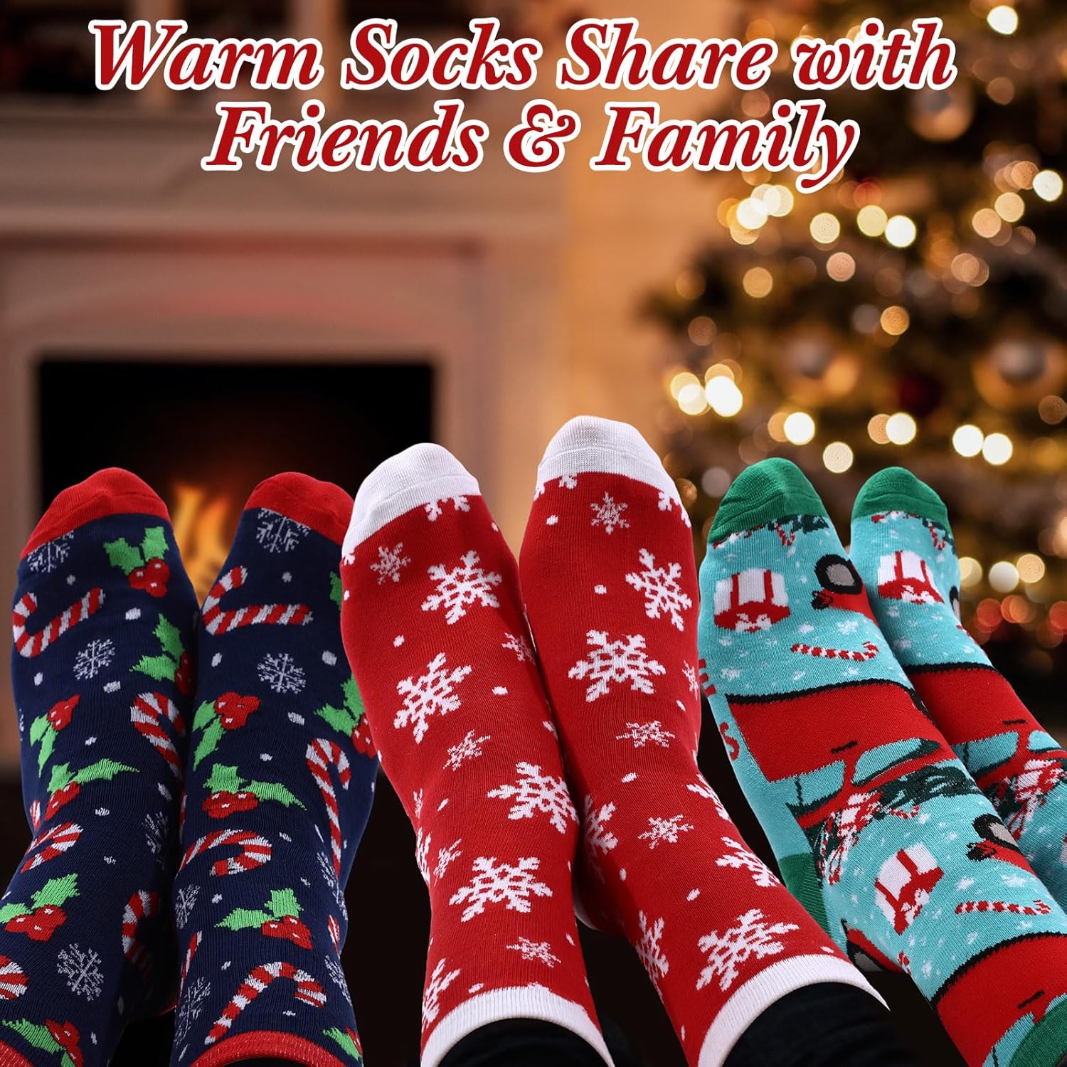 Suhine 24 Pairs Christmas Sock Gift Bulk for Women Men Adult Soft Christmas Xmas Holiday Festival Sock