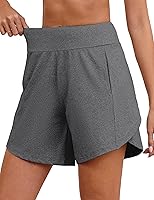 Quenteen Women's High Waisted Bermuda Shorts - Loose Fit Athletic Lounge Running Yoga Sweat Shorts 7 Inch Inseam