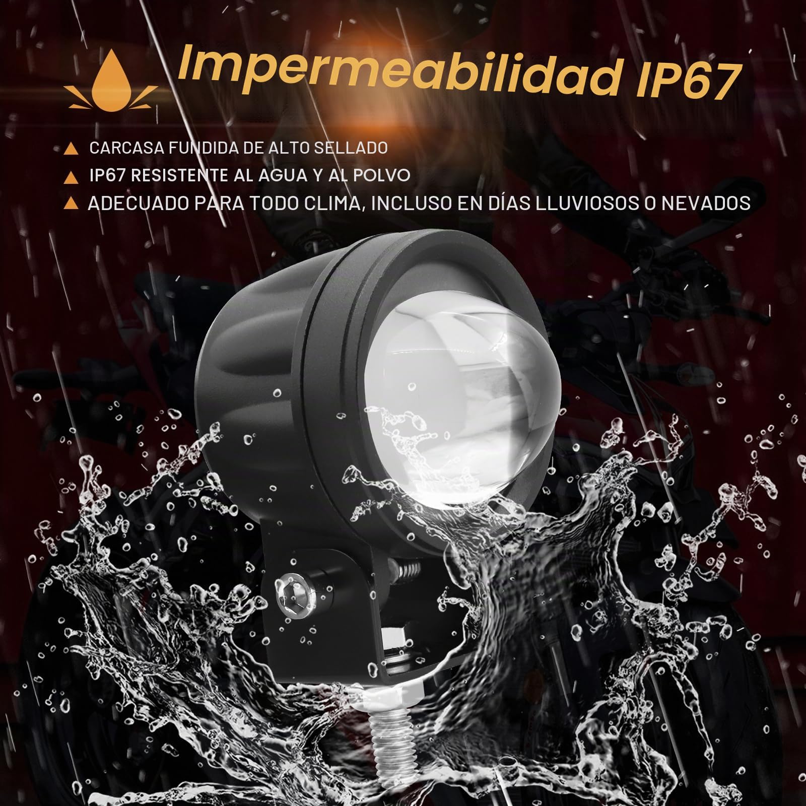 LED Luz Antiniebla de Conducción para Motocicleta, Amarillo Blanco Faros Delanteros Adicionales Lámparas de Conducción para Motocicleta, ATV, UTV, Dirt Bike, 2PCS (Incluye Interruptor)