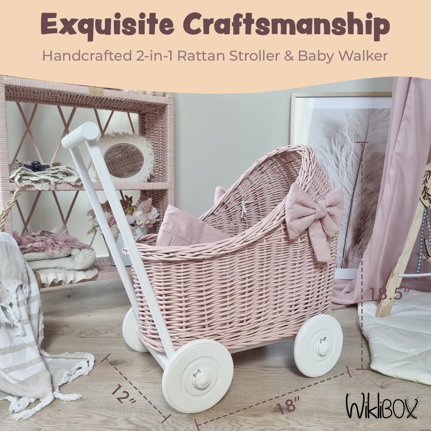 Amazon.co.jp: Wiklibox 天然ラタン人形ベビーカー - ヨーロッパで