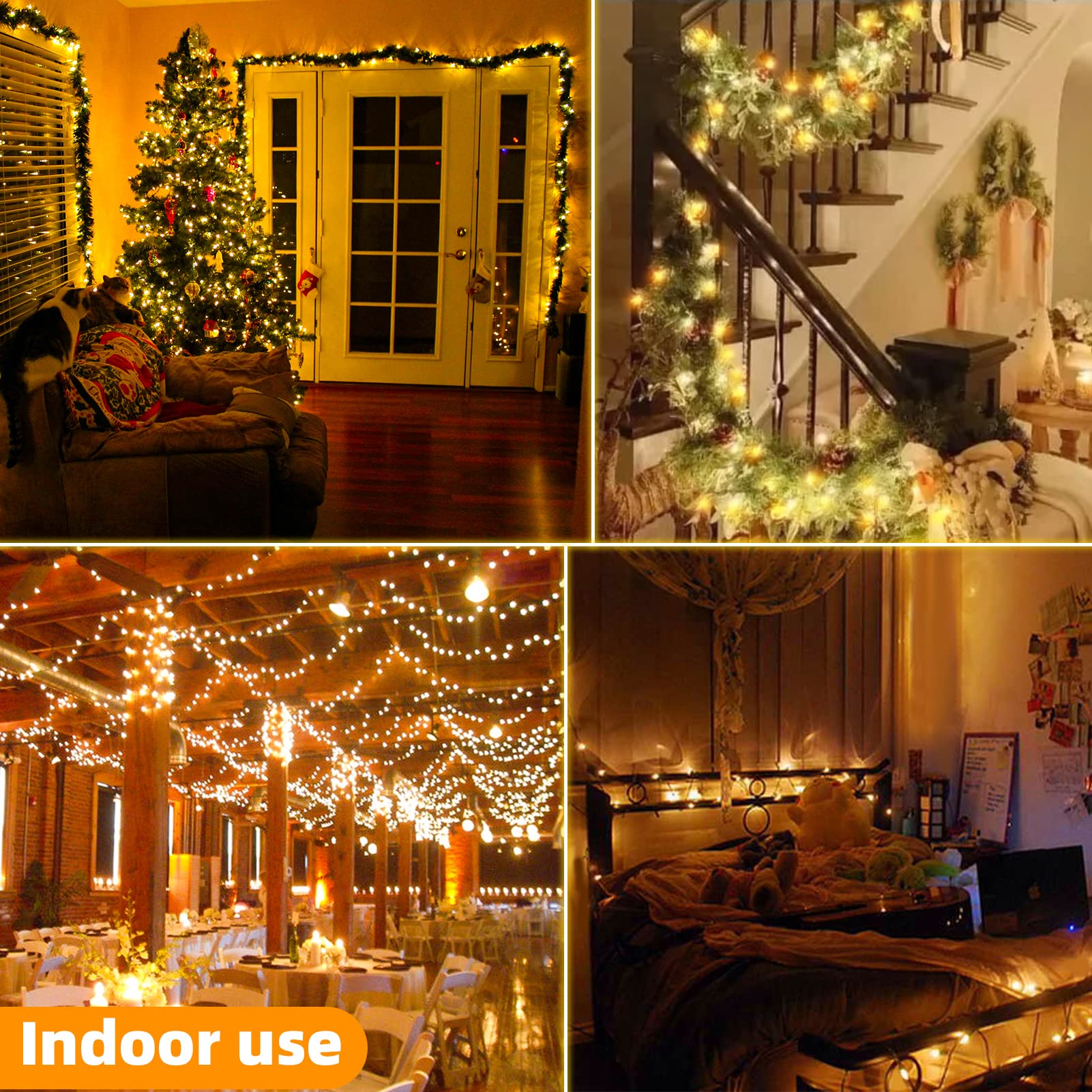 Uping Catena Luminosa Luci Albero di Natale 30M 300 LED Luci di Natale Esterno ed Interno Bianco Caldo Lucine LED Decorative Addobbi Natalizi