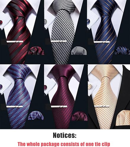 Miniatura 2 de Barry.Wang Conjunto de corbata de cachemira para hombre con gemelos cuadrados de bolsillo, corbata tejida de seda, corbata formal para boda, fiesta