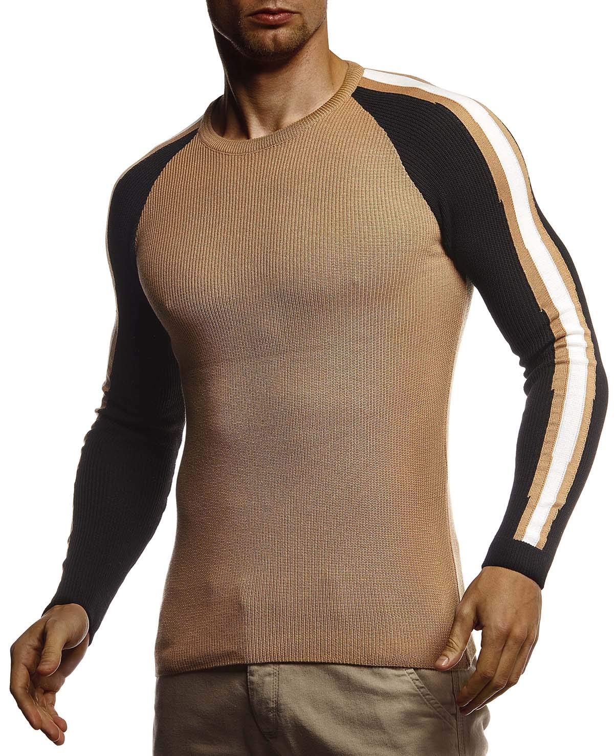 Leif Nelson Men's Pullover Knit Sweater fine Knit Crew Neck LN-1935 Beige XX-Large