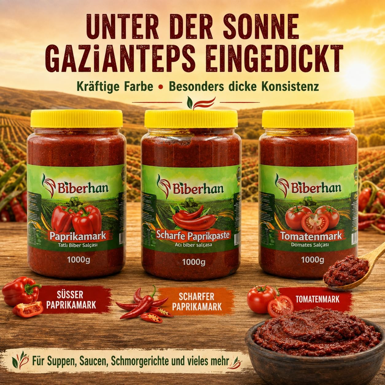 Sonnengetrocknetes Paprikamark Süß & Scharf 4er Pack 4x1000g
