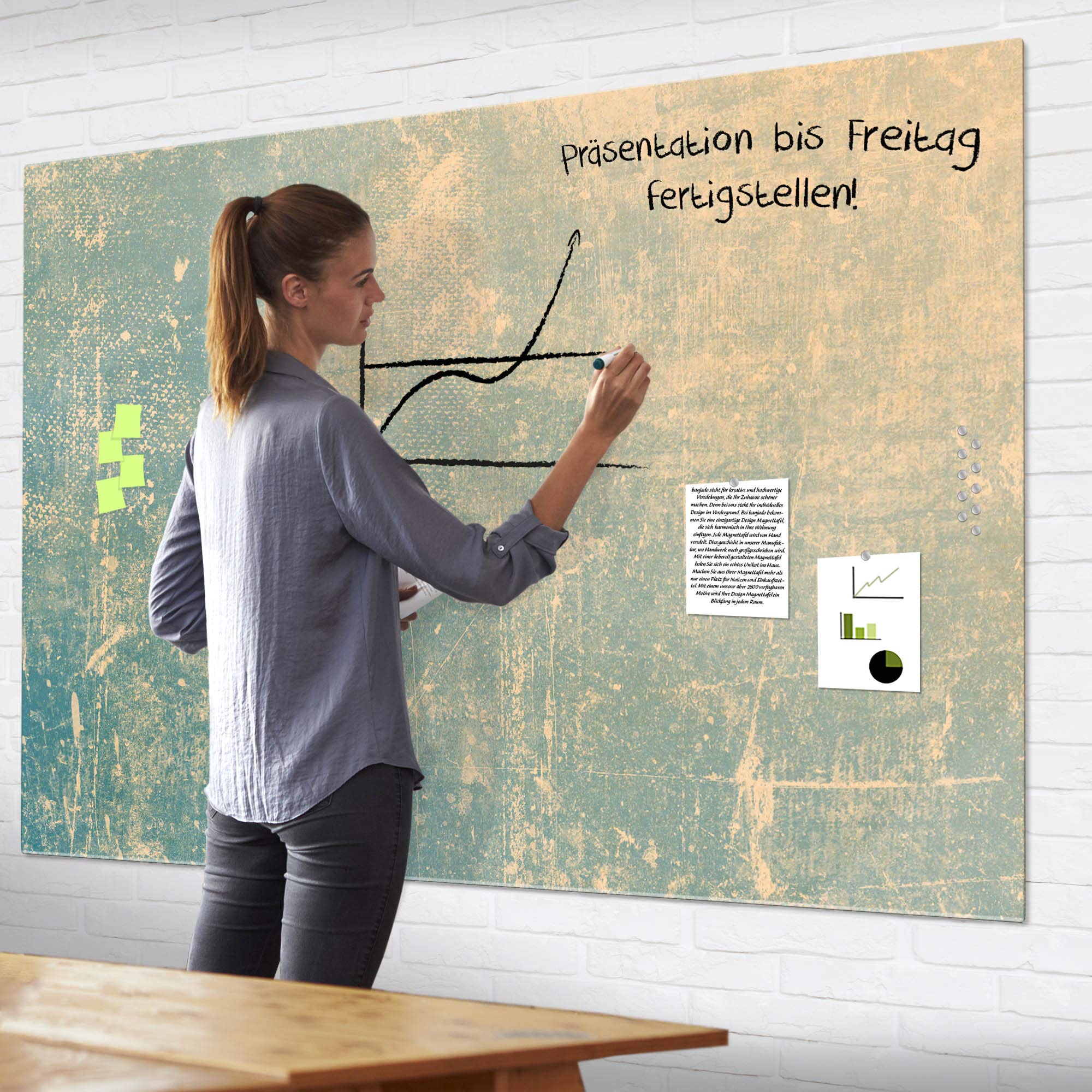 Banjado Glas Magnettafel Beige, 45x30 Cm – Magnetwand Als Memoboard Für Küche, Büro & Kinderzimmer