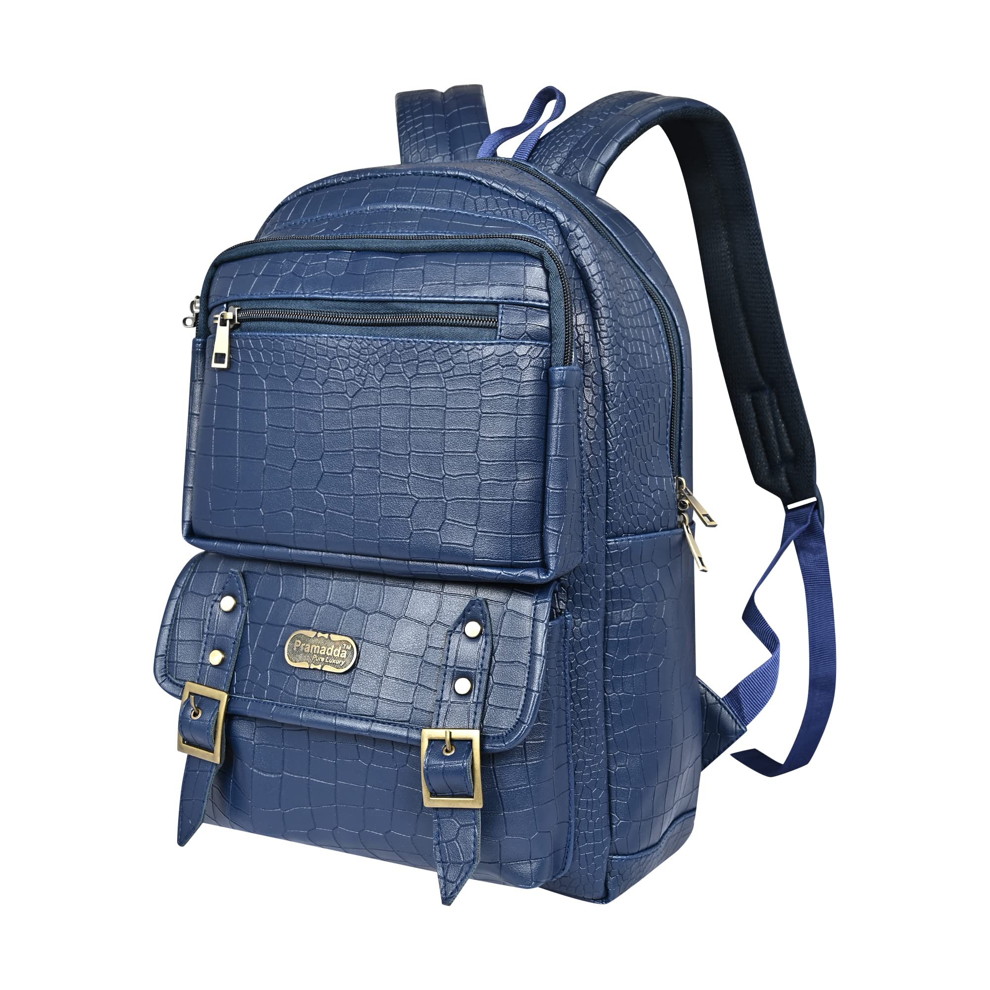 Pramadda Pure Luxury Latest Italian Vegan Leather Croco Backpack for Men and Women | 15.6" inch Laptop Bag for Office College Travel | Premium Bagpacks with Antique Brass Hardware (Elegant Black) (B0C53D48CJ) Amazon Price History, Amazon Price Tracker