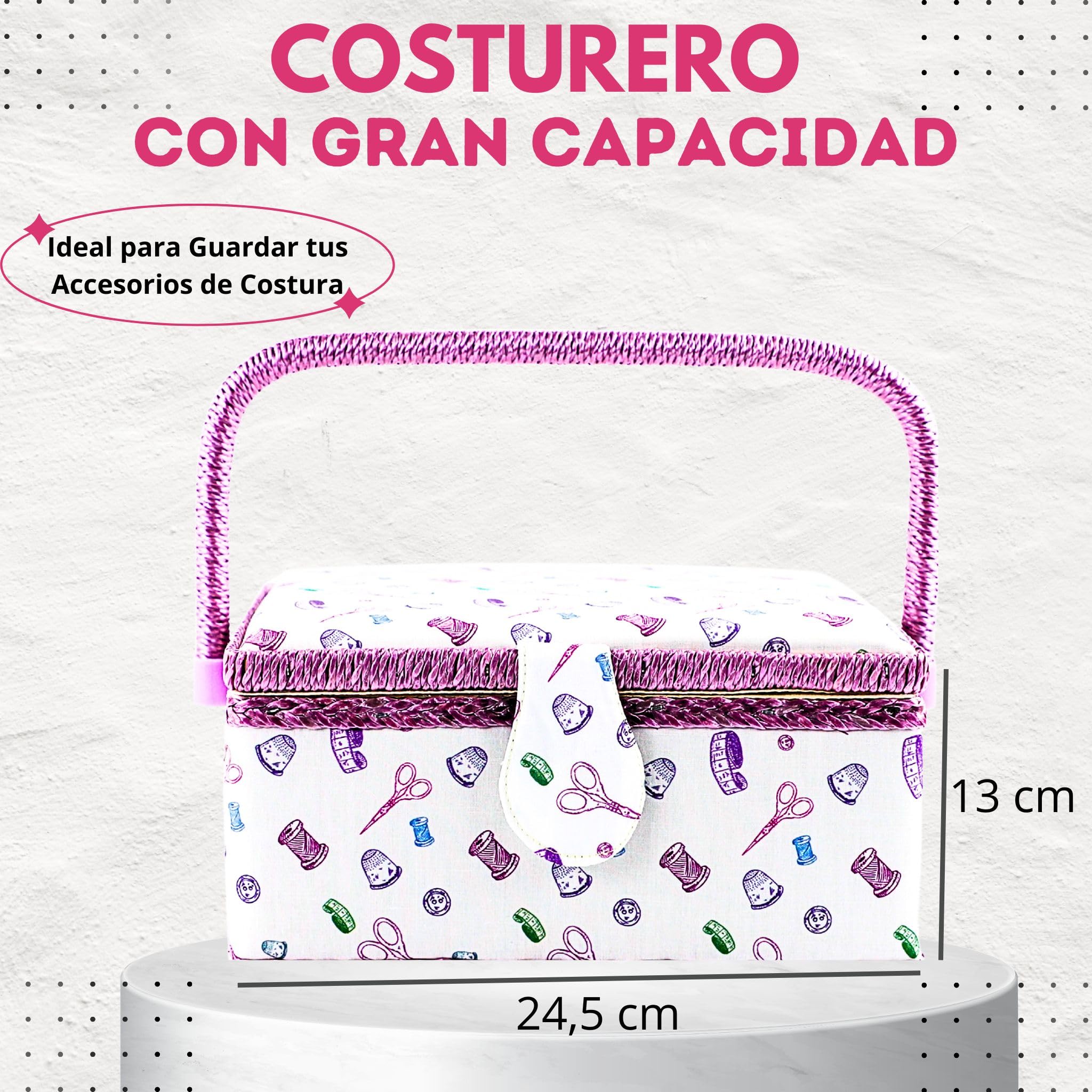 SusggO 140 piezas Costurero Grande Completo Guia Basica Puntadas. Costurero Madera forrado Tela Accesorios Kit de Costura para Adultos Costureros Reglas de Costura Patchwork (Rosa)