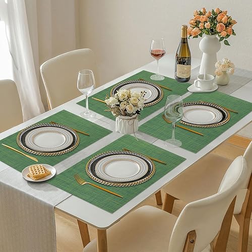 Miniatura 7 de Juego de 6 manteles individuales de vinilo, tejido de PVC, lavables, antideslizantes, resistentes al calor, sin arrugas, para mesa de comedor,