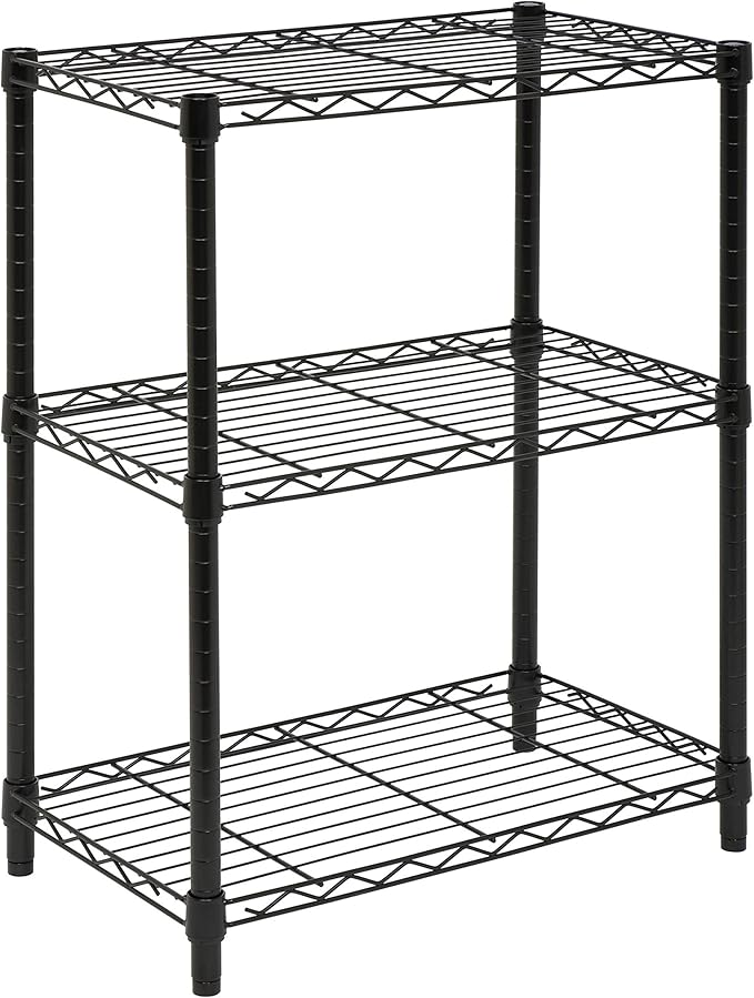 HoneyCanDo 3Tier Heavy Duty Adjustable Shelving Unit, Black Home & Kitchen