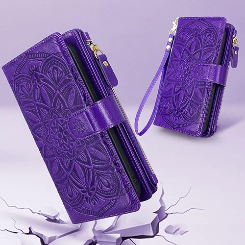 Miniatura 5 de CMIDUS Funda compatible con Samsung Galaxy S24 Ultra 5G de 6.8 pulgadas con ranuras para tarjetas de bloqueo RFID, funda extraíble desmontable para