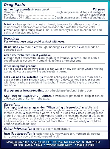 Miniatura 4 de MED PRIDE Ungüento para frotar con vapor de alcanfor mentol con eucalipto, crema de vapor calmante de 4 onzas, supresor de la tos y analgésico