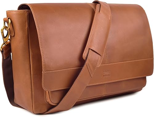 Miniatura 10 de LEATHER VILLAGE Bolso Mensajero de Cuero Vintage–Morral Hecho a Mano de 15.5" para Hombres y Mujeres– Bolso de Hombro para Oficina, Viajes y Uso