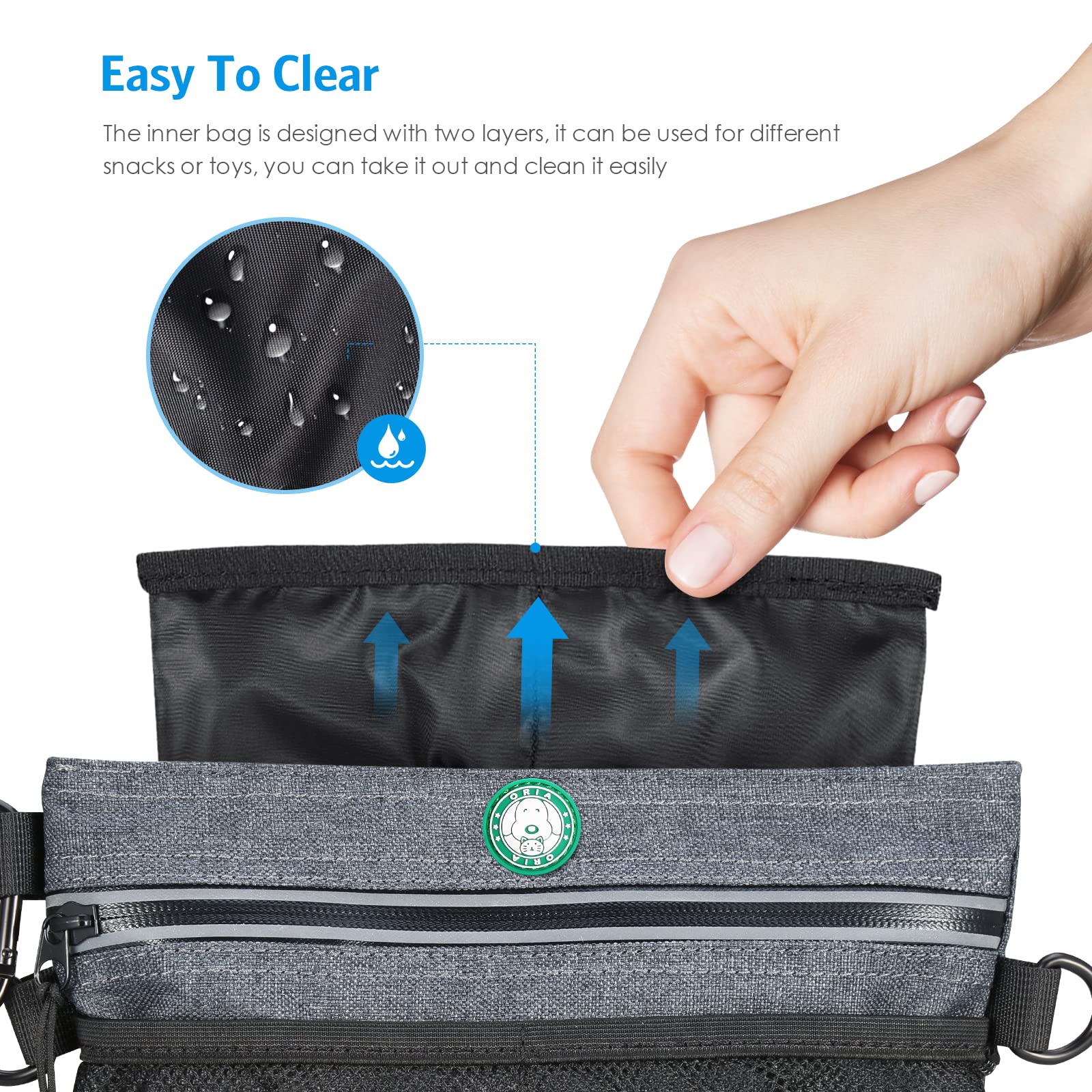 Brifit,Bolsa de entrenamiento para perros con cierre magnético, correas de transporte acolchadas integradas, dispensador de bolsas de excrementos para perros (1 rollo de bolsa de basura)
