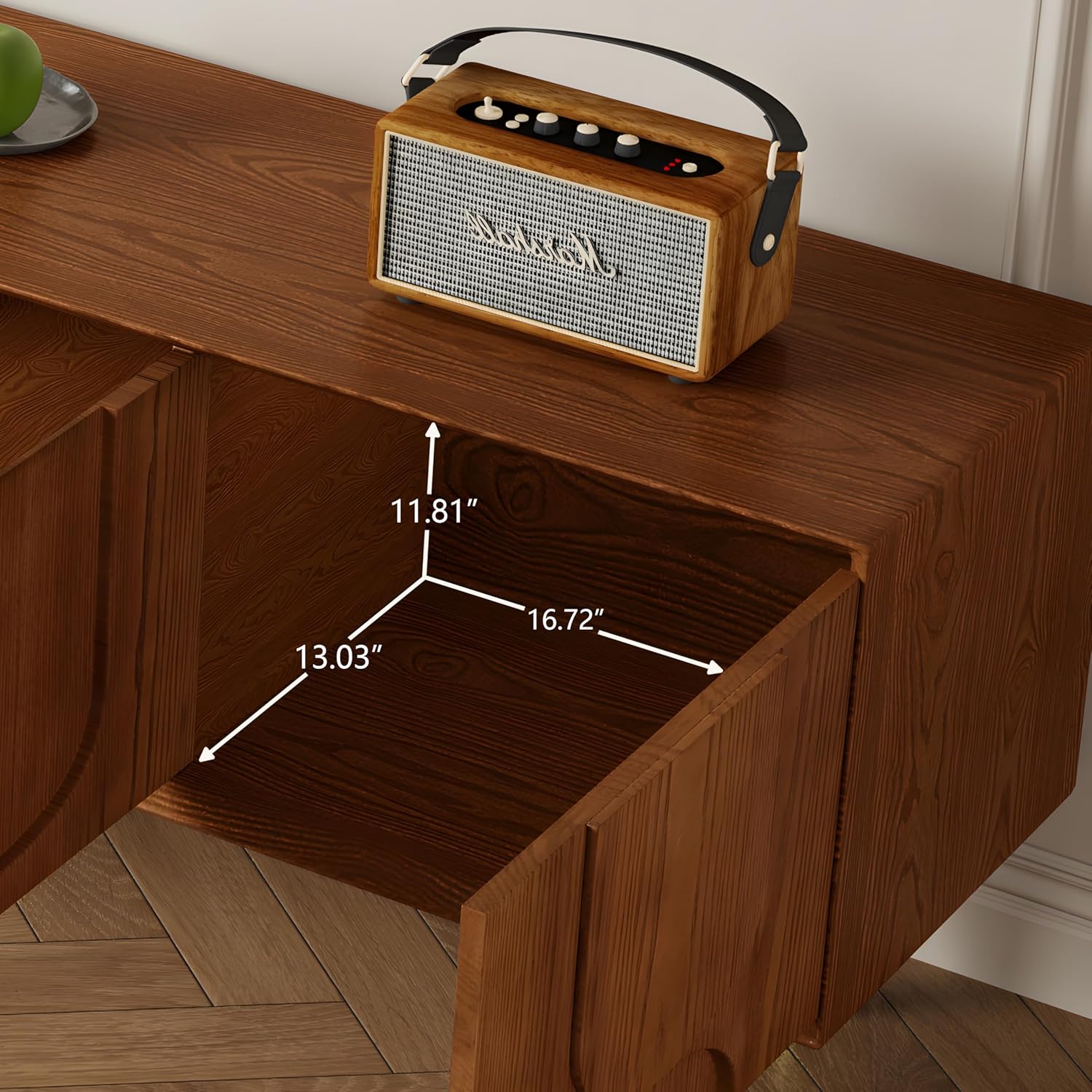 Mid-Century Modern 71'' Walnut TV Stand with Storage