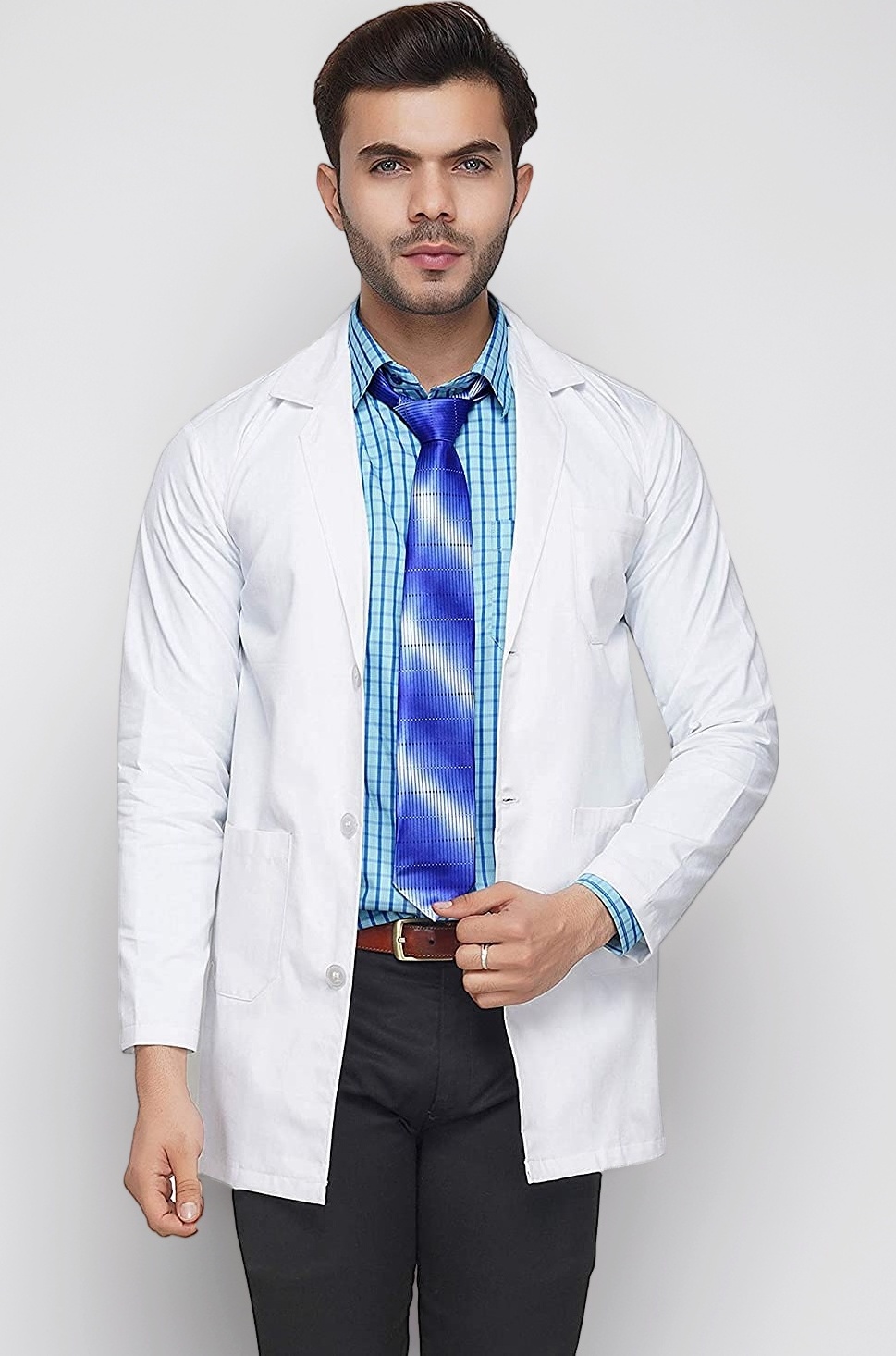 Apron Lab Coat Wrinkle Resistant Poly Cotton Unisex Full Sleeves