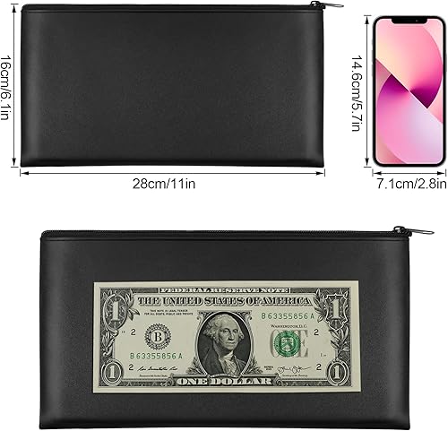 Miniatura 2 de 2 bolsas de dinero con cremallera, bolsa de dinero de 11 x 6.1 pulgadas, bolsa bancaria, bolsa para efectivo, cartera de cheques, cosméticos
