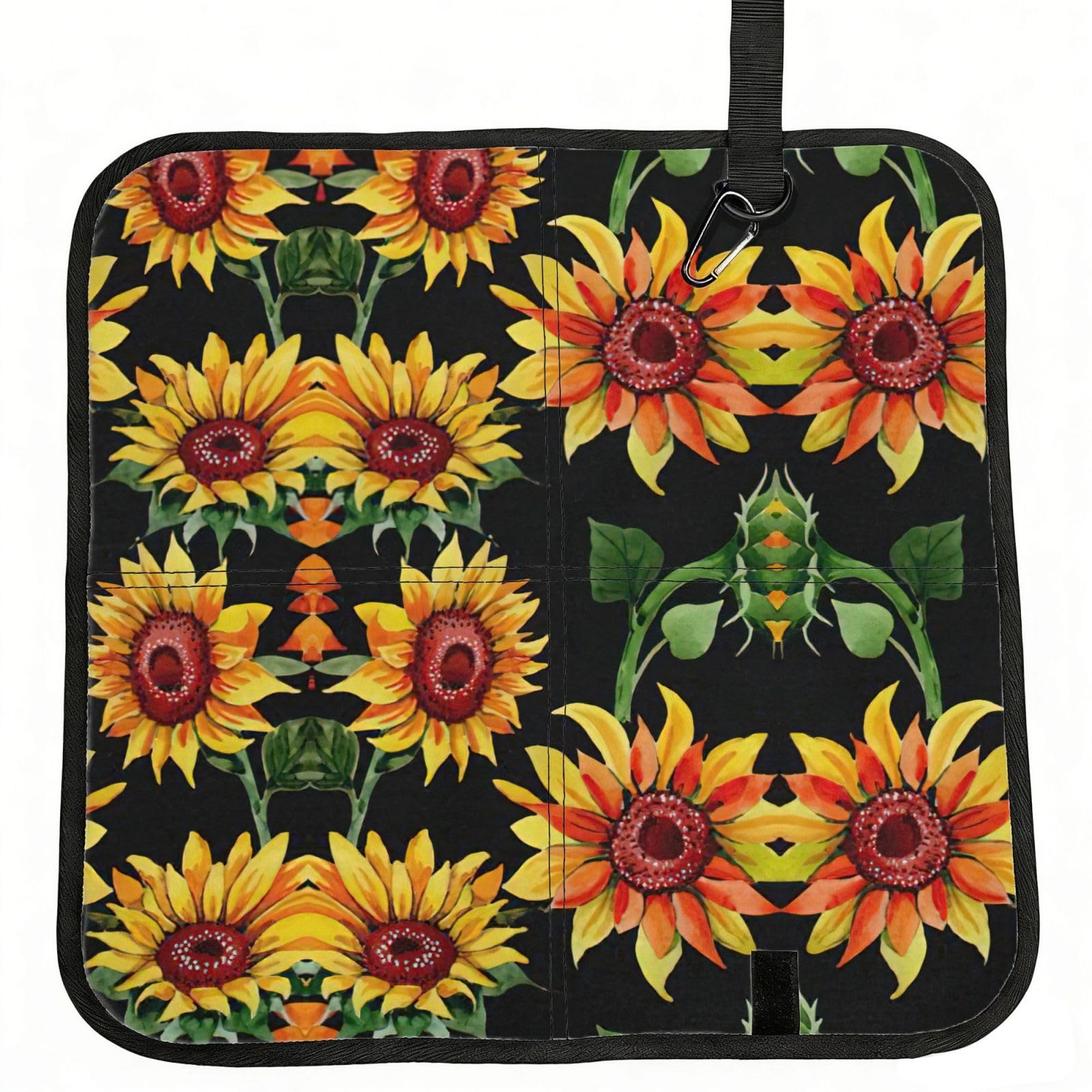 eeprty Beautiful Sunflowers Printed Portable Seat Cushion Strap, Foldable Pad for Stadium Bleachers Hiking Travel