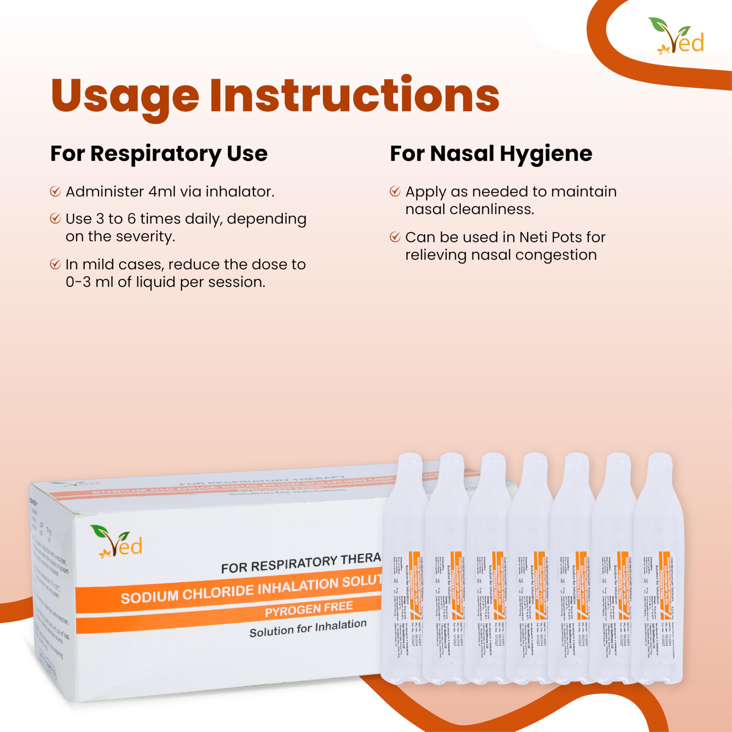 Hypertonic saline solution for inhalation VED, 7% sodium chloride (NaCl), 4.0 ml for adults and children. (7%, 50, unità)