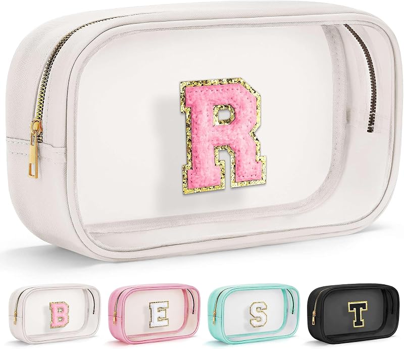 Necessaire de maquiagem transparente YOOLIFE com zíper, modelo R, Large-White