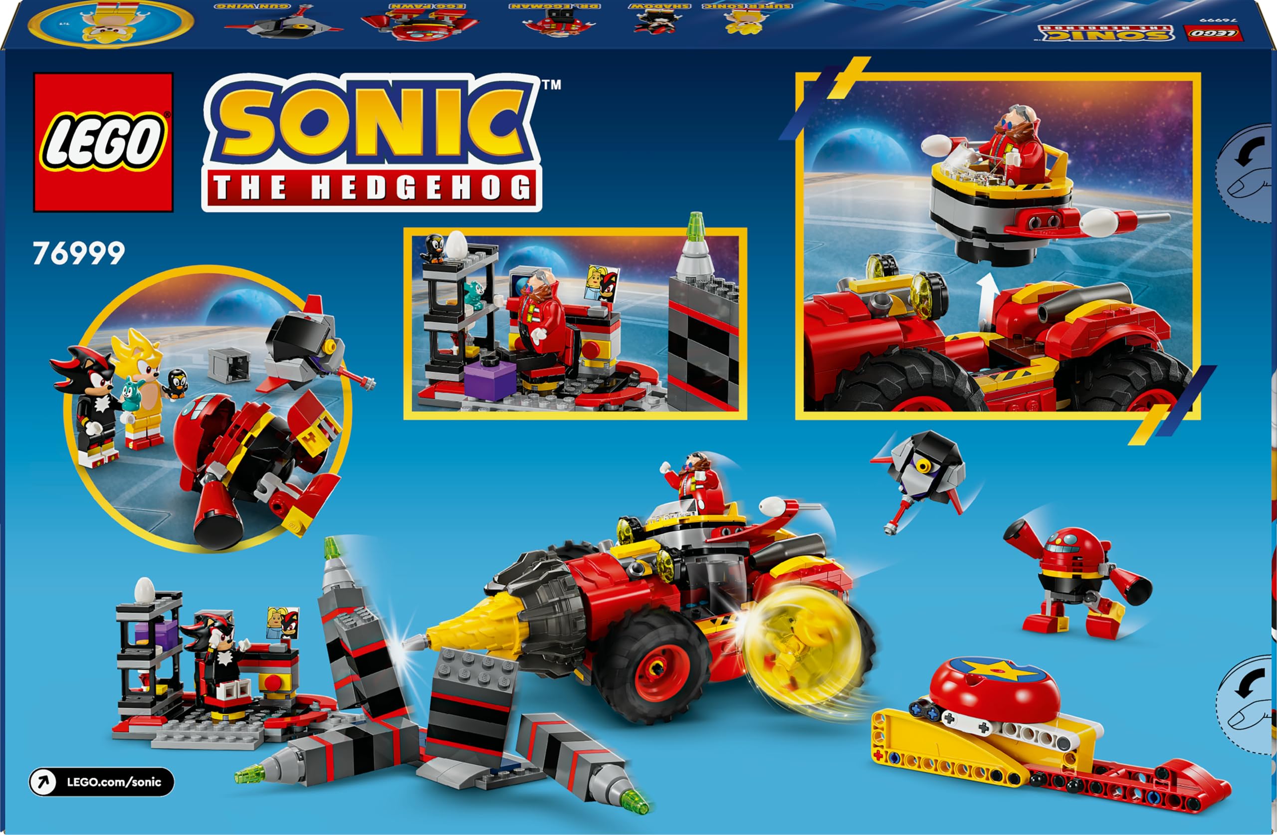 LEGO Sonic the Hedgehog Super Sonic vs. Egg Drillster, Giocattolo da Collezione dal Videogioco con 7 Personaggi e Veicolo da Costruire, Giochi per Bambini e Bambine da 8 Anni, Regalo da Gamer 76999