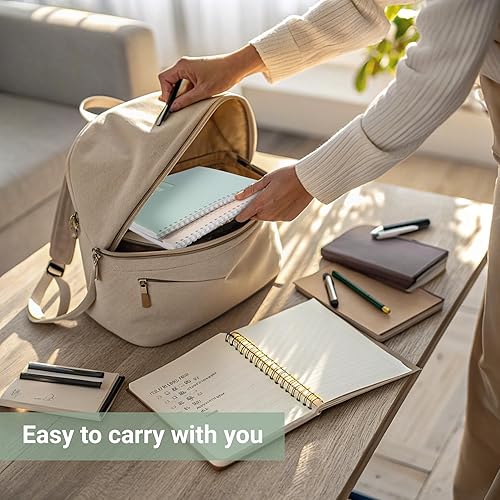 Miniatura 8 de Yoment Paquete de 4 cuadernos en espiral A5, cuaderno encuadernado en espiral de tapa dura de 5.7 x 8.25, 160 páginas con rayas universitarias, para