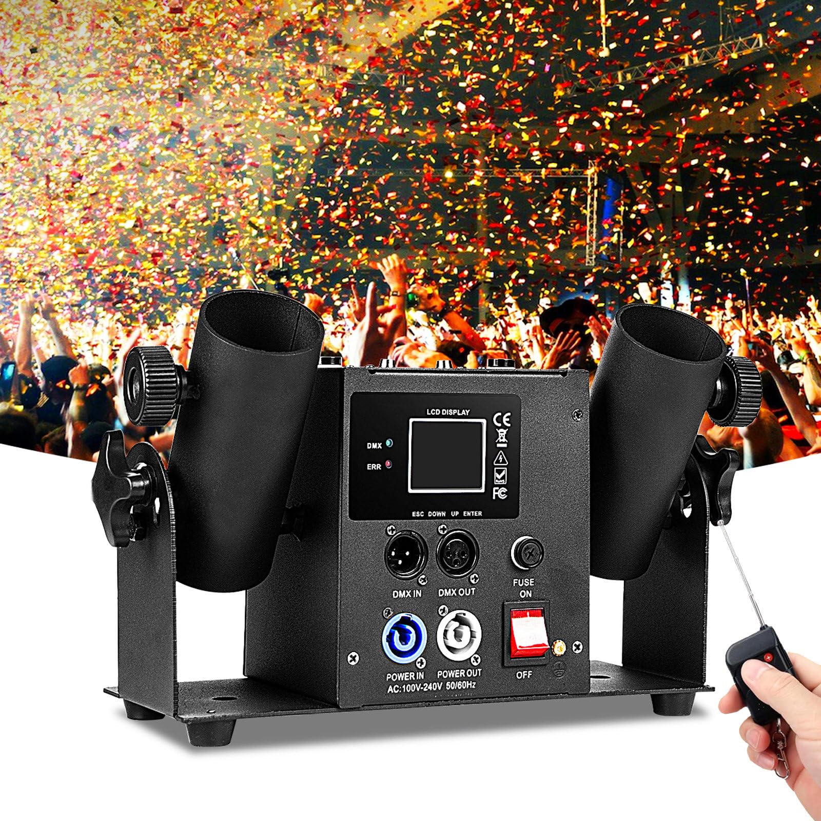 Whfklca Multicolor 2 Shots Confetti Launcher Machine, Confetti Machine