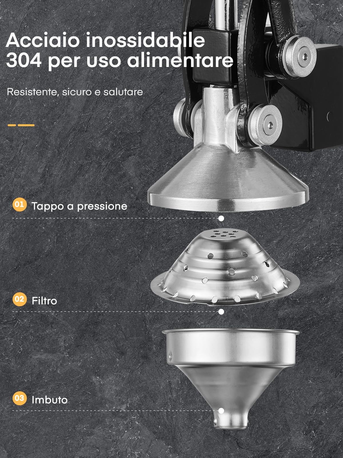 Spremiagrumi Manuale FOHERE, Professionale Limone Manuale per Agrumi Commerciali per Arance, Limoni, Melograno, Pompelmi, Spremiagrumi Facile da Pulire con Tazza in Acciaio Inossidabile