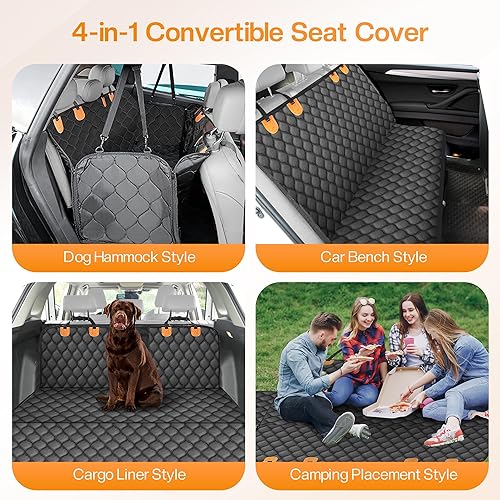 Miniatura 8 de Funda de asiento para perro para asiento trasero de automóvil, ventana de malla e impermeable, hamaca para asiento trasero de perro, funda de