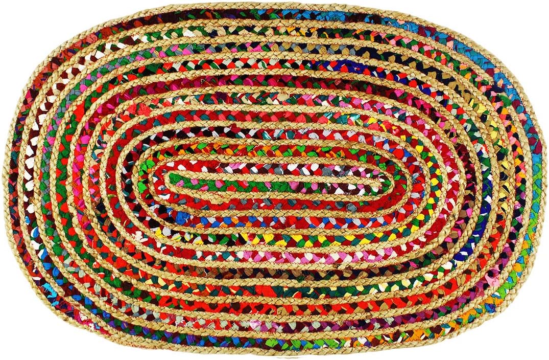 Jute & Cotton Multi Chindi Braid Rug