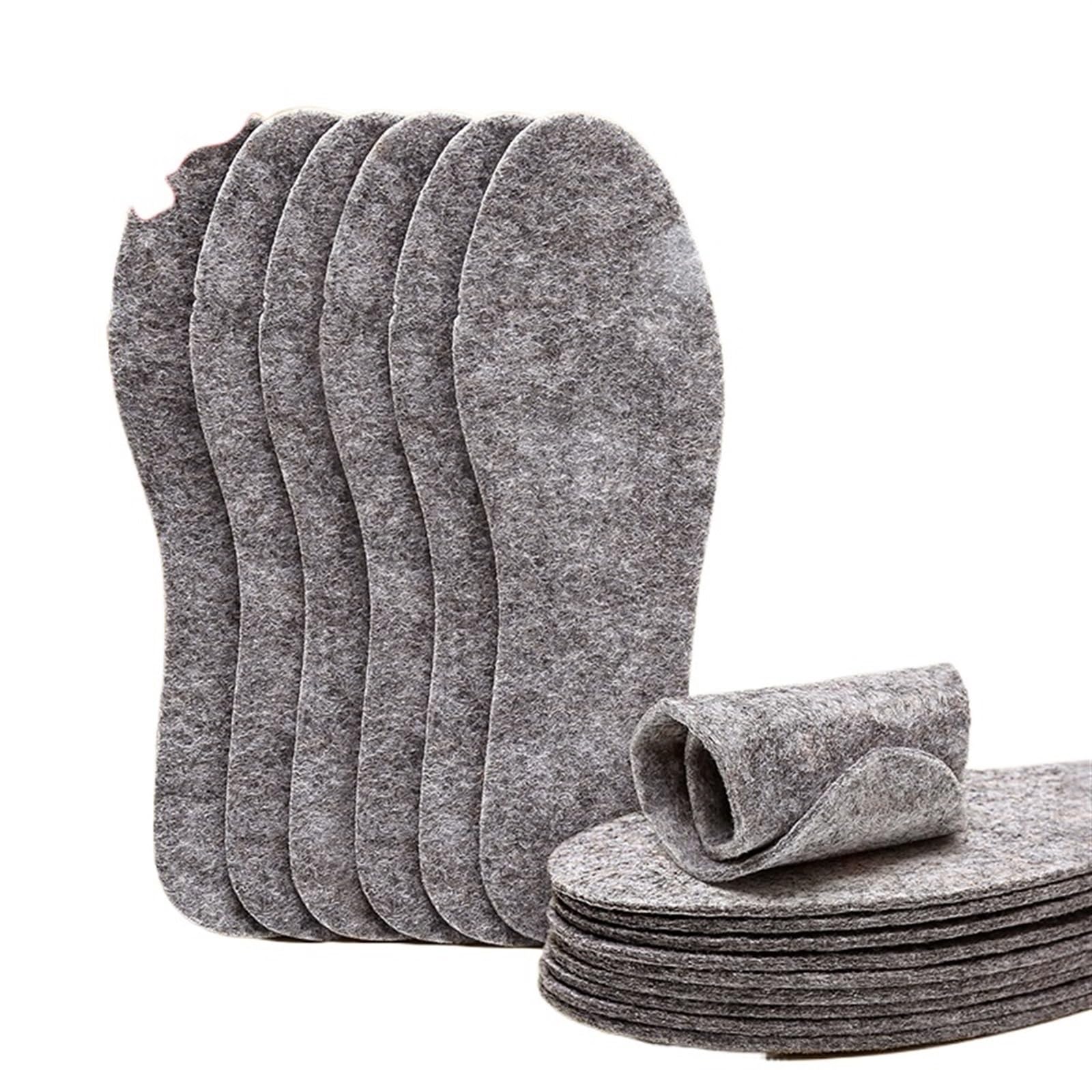 Plantillas 8 pares de plantillas de fieltro de lana for el calor del invierno, plantilla de algodón cómoda resistente al frío y resistente al frío for hombres y mujeres, se puede recortar(Women three