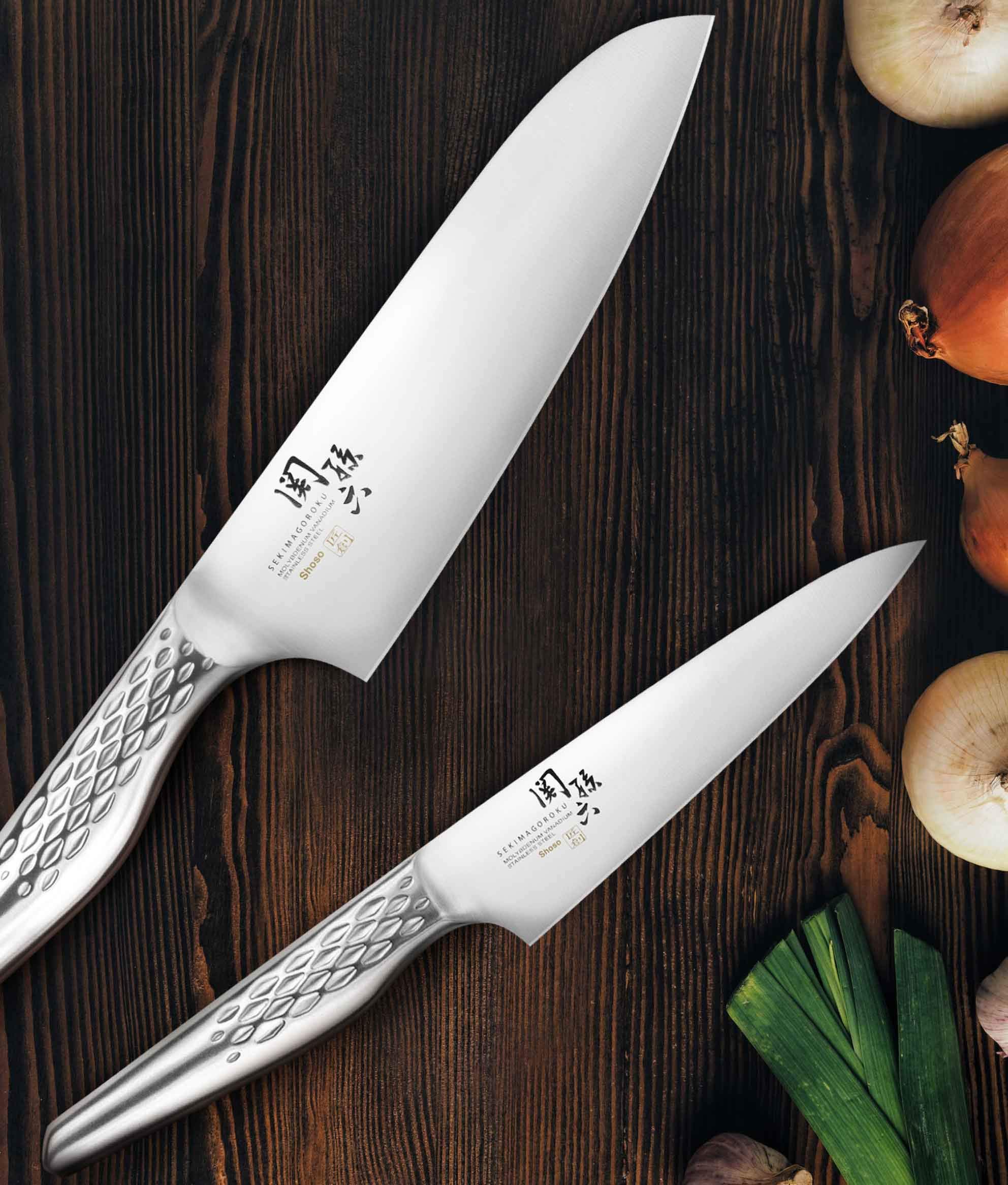 KAI Seki Magoroku Shoso - Cuchillo de oficina con funda protectora (12 cm) Cuchillo multiusos 10) China-Kochmesser 16cm